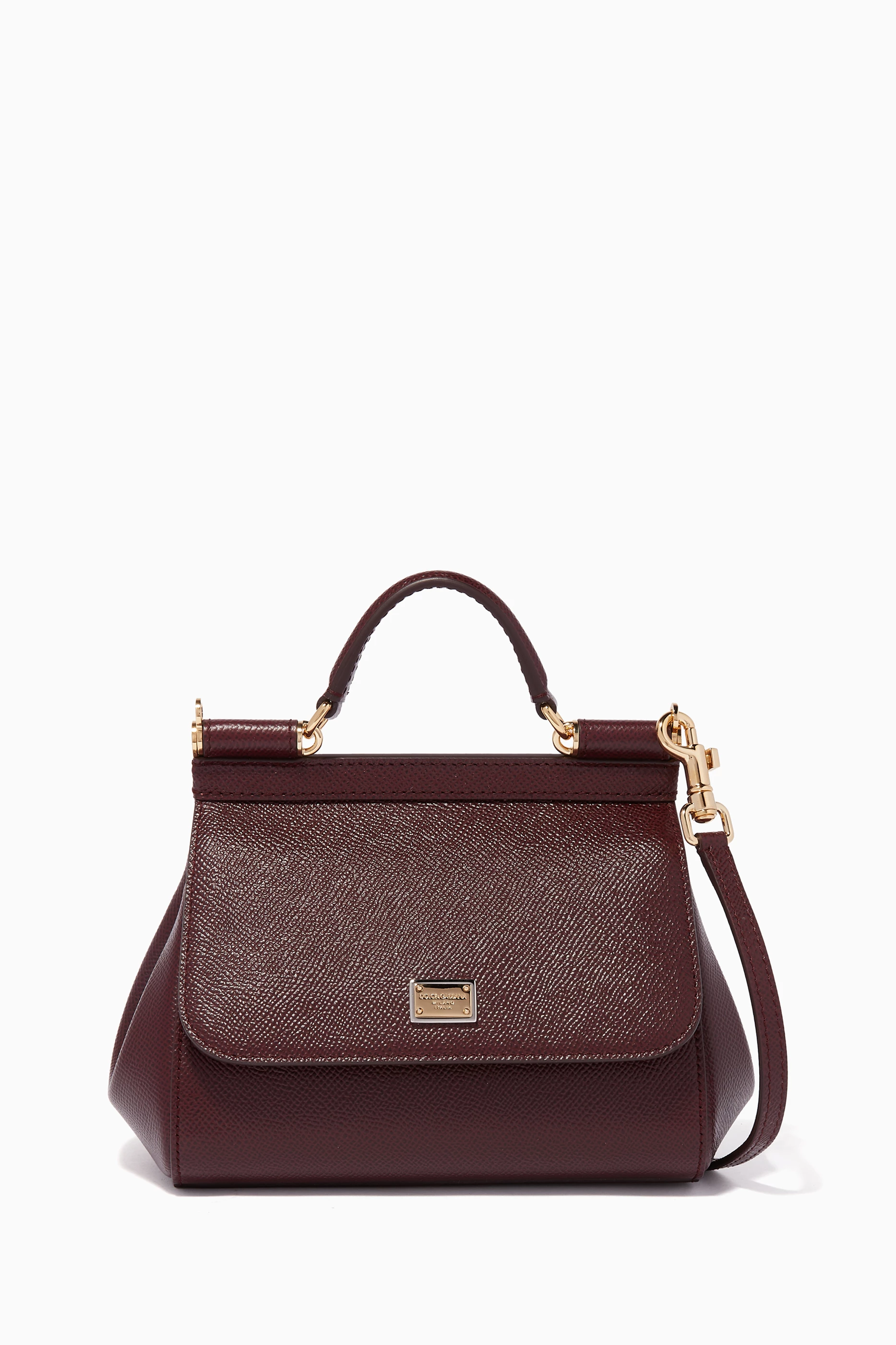 Buy Dolce & Gabbana Red Burgundy Dauphine Leather Mini Sicily Shoulder Bag  for WOMEN in Saudi