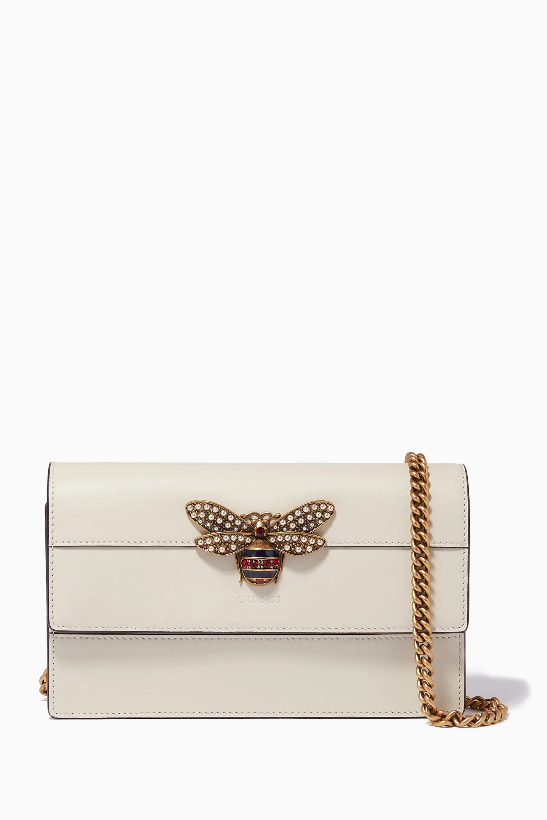 Gucci queen margaret leather bee wallet on chain bag deals