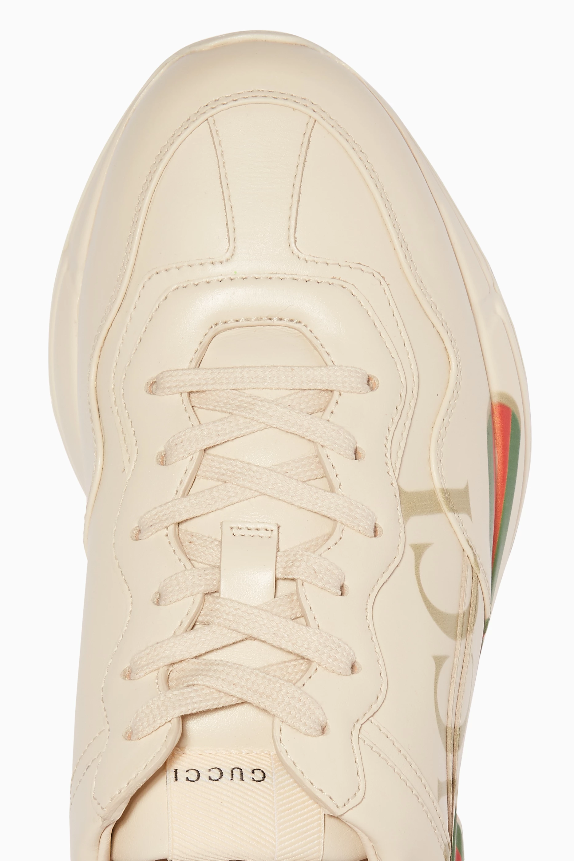 Buy Gucci White Ivory Rhyton Gucci logo leather Sneakers for Women