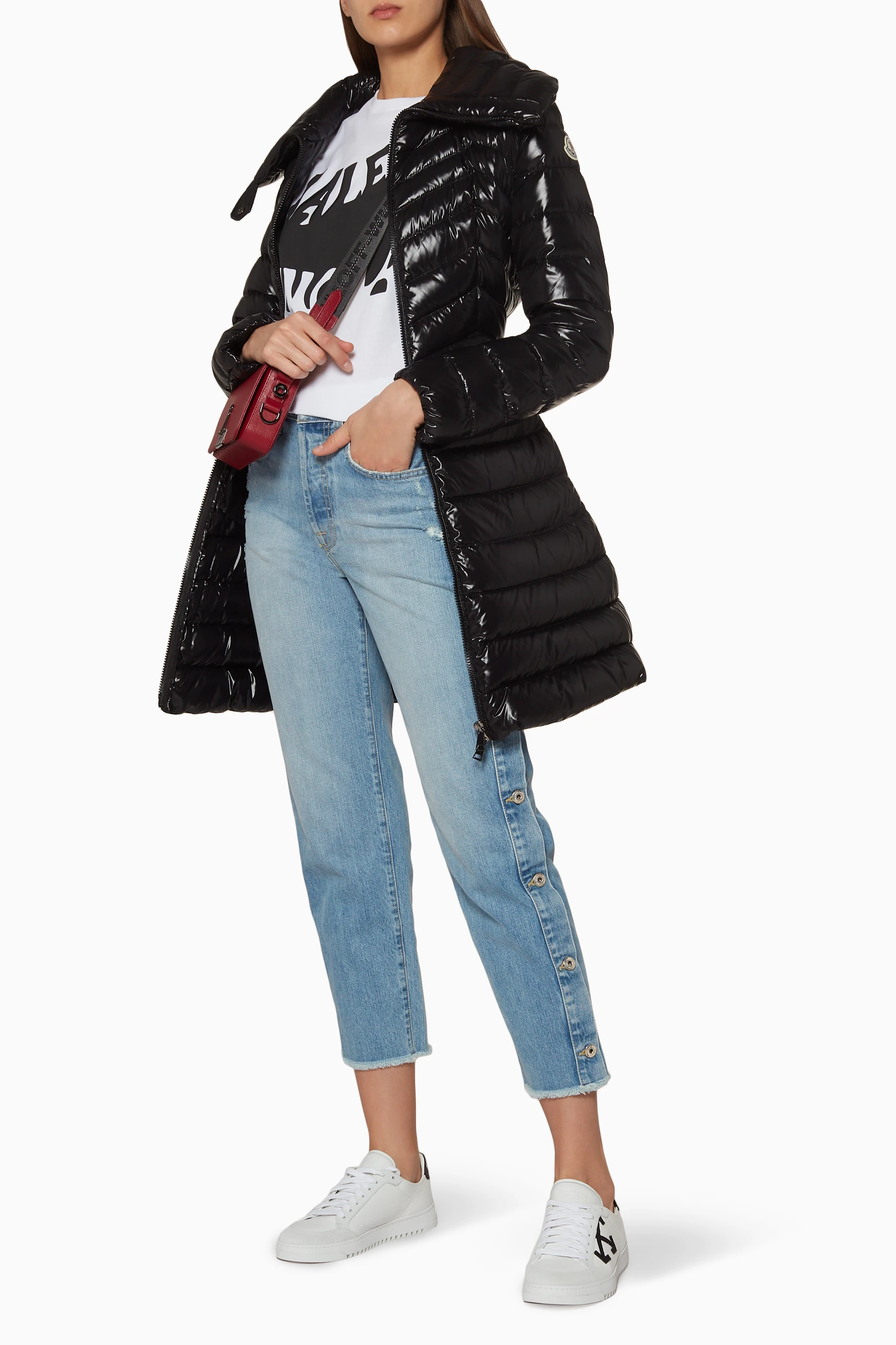 Moncler faucon fitted puffer coat outlet