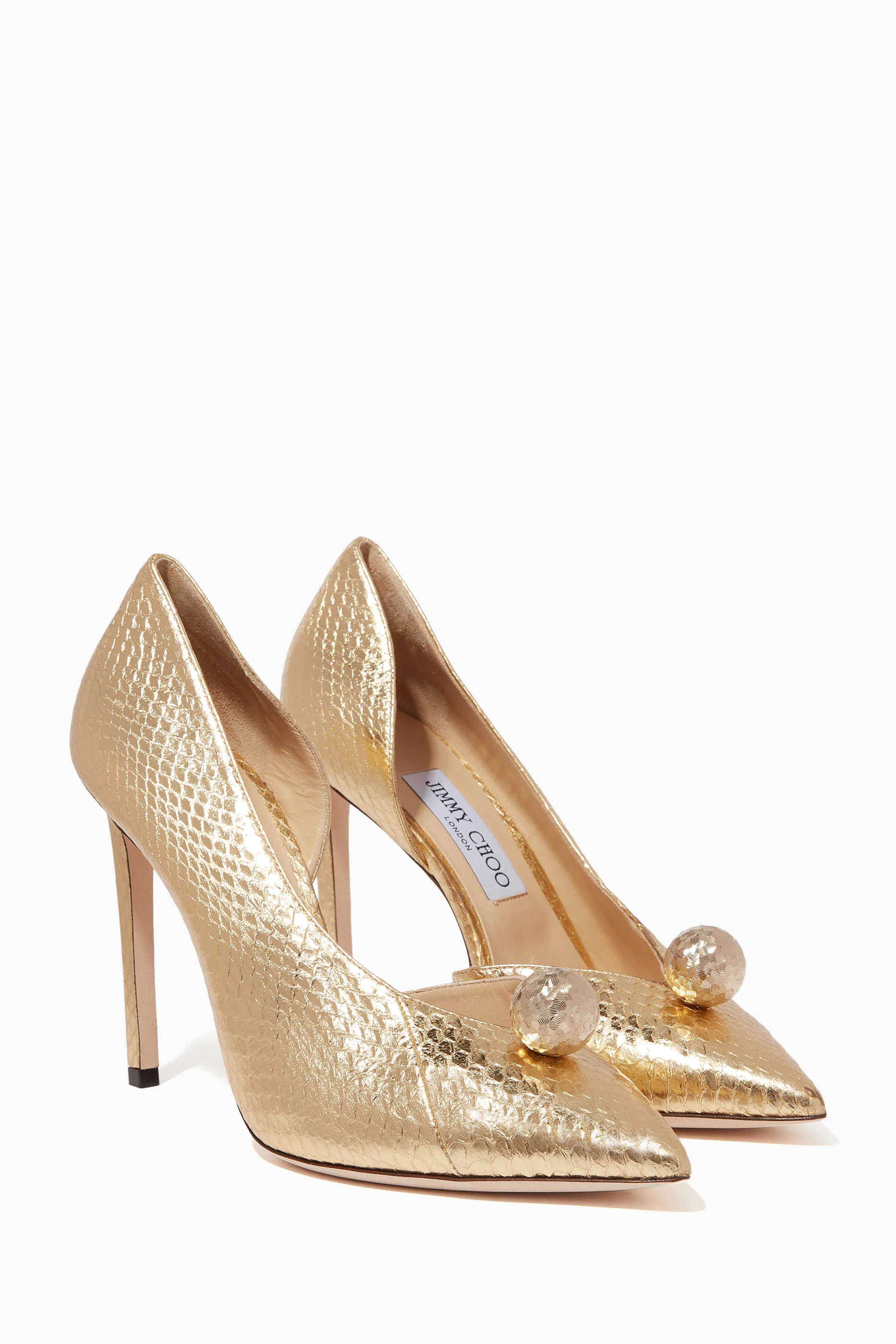 Buy Jimmy Choo Gold Metallic Gold Sadira Elaphe Pumps for Women in