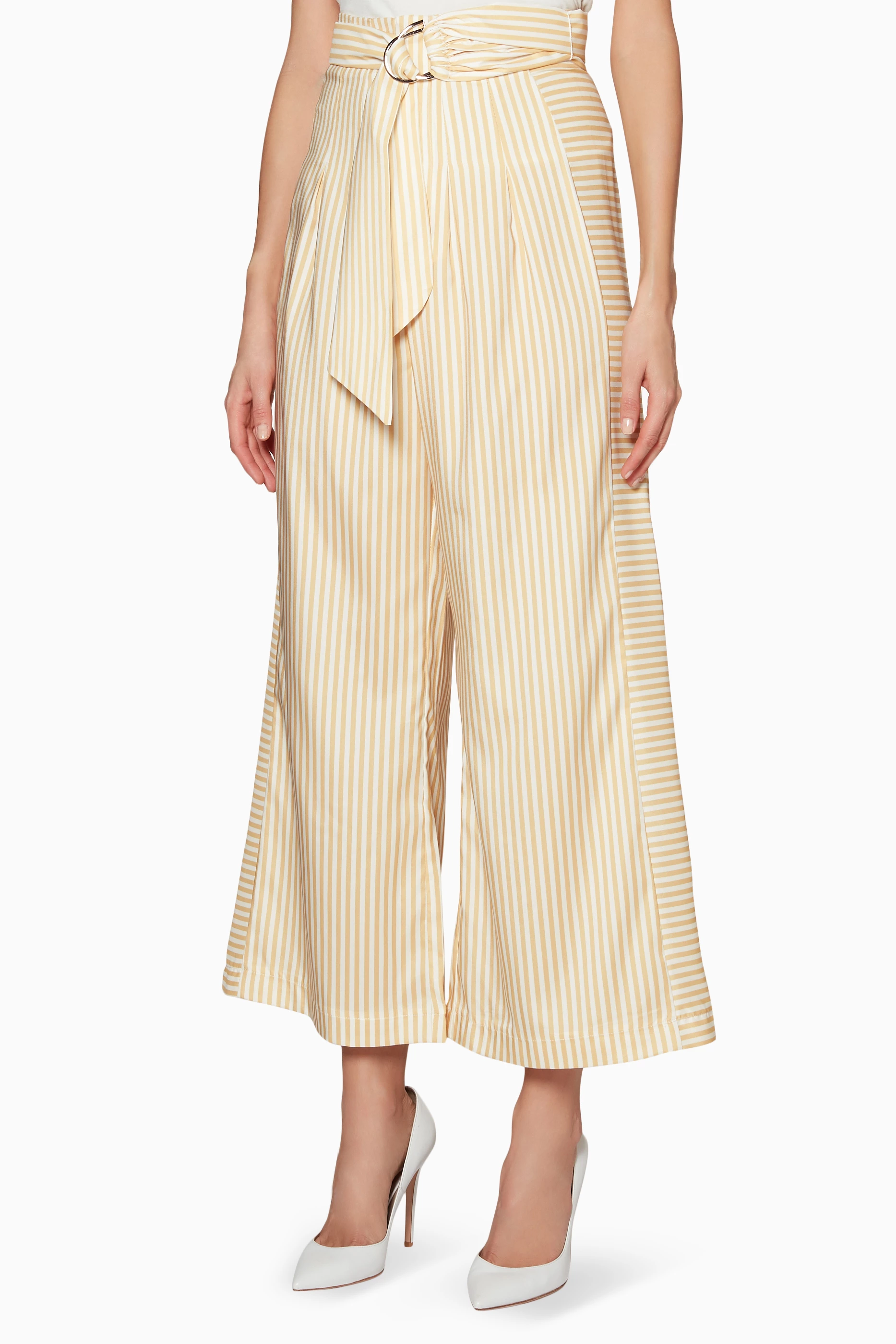 Buy C MEO Yellow Honey Striped Believe In Me Pants for Women in