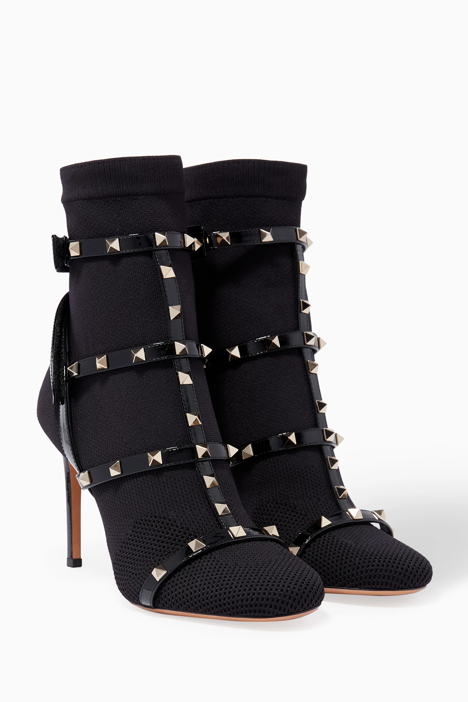 Buy Valentino Garavani Black Rockstud Bodytech Knit Booties for WOMEN |  Ounass Saudi Arabia