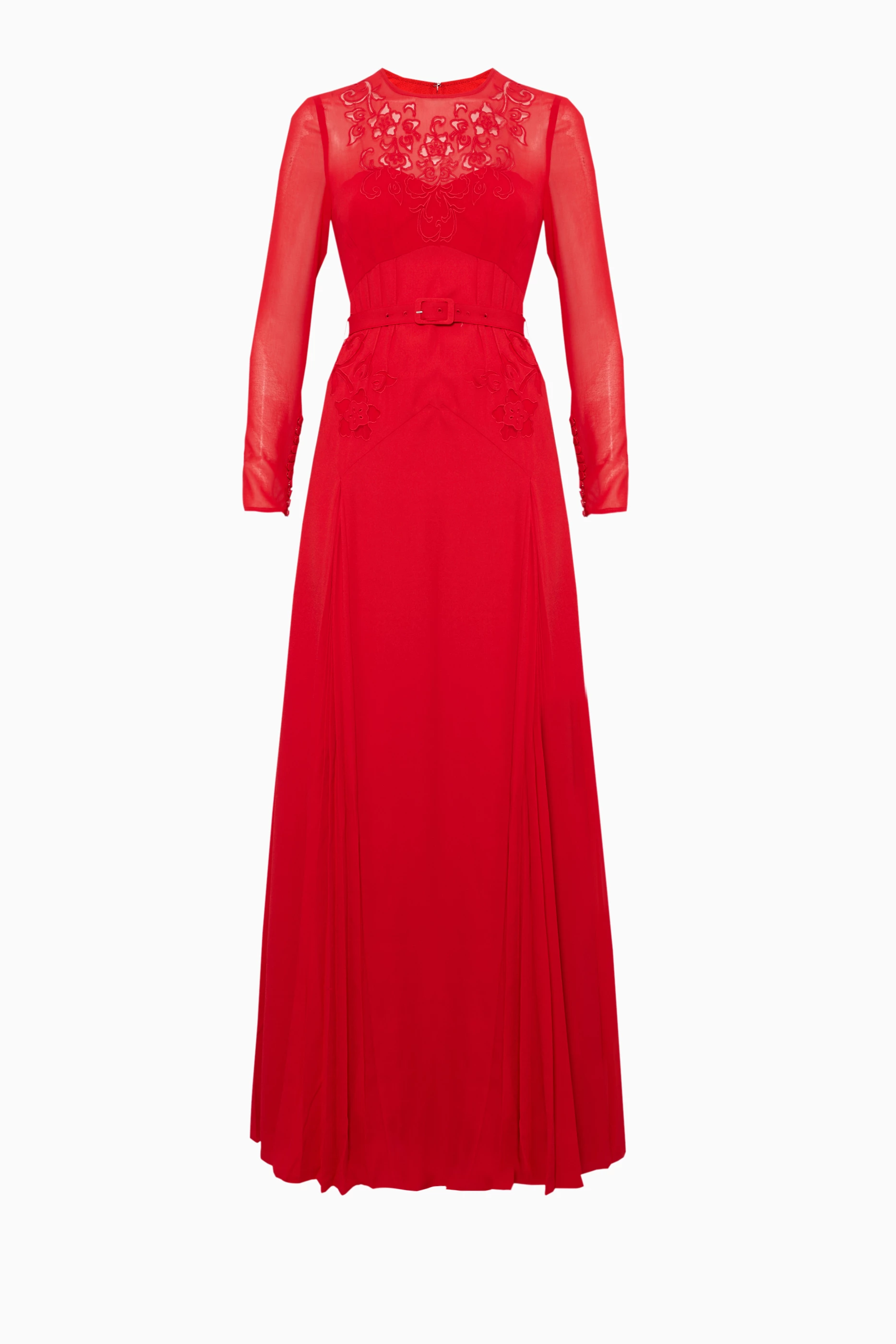 Buy Self Portrait Red Red Embroidered Maxi Dress for Women in