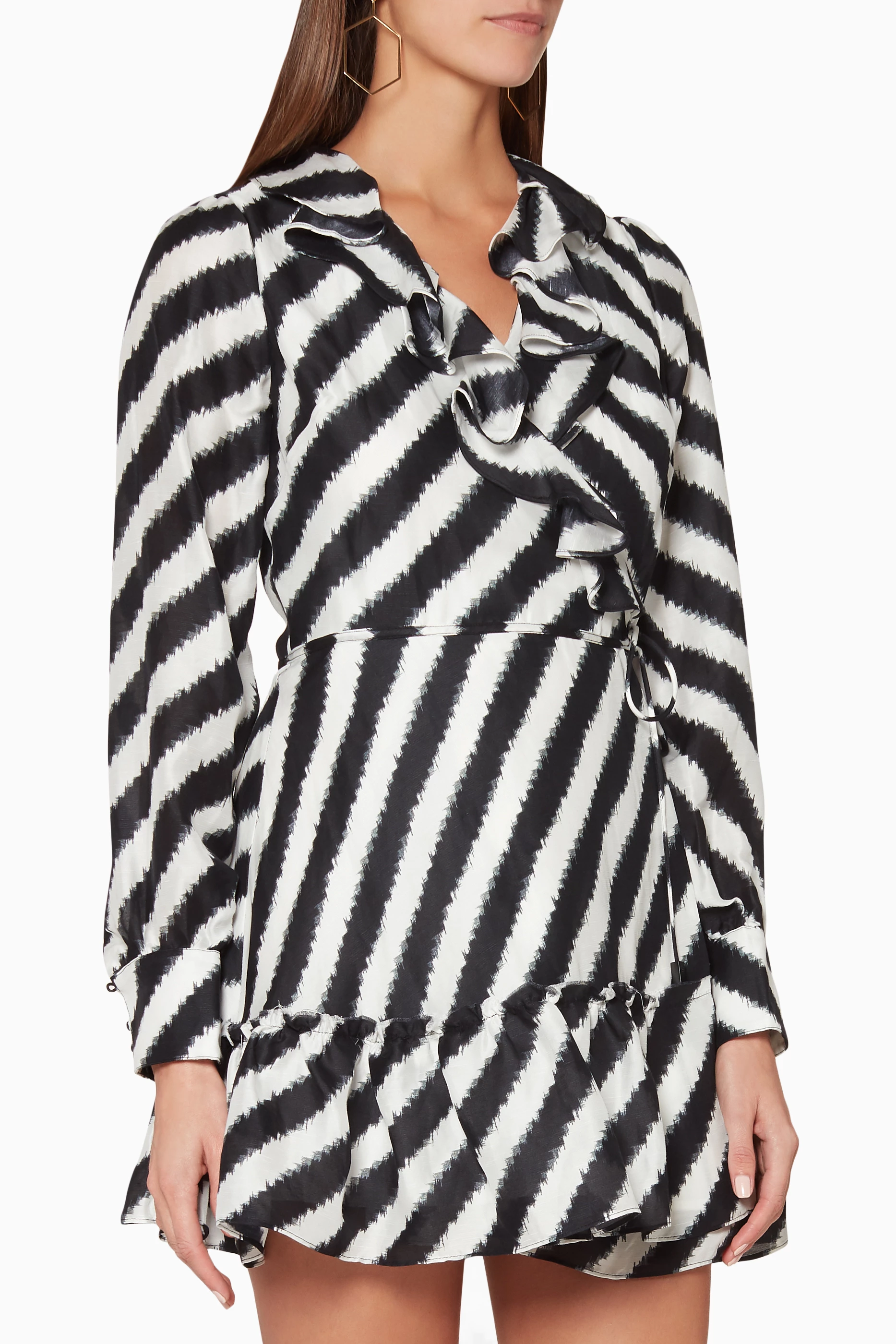 Buy Aje Black Black White Striped Tablas Mini Dress for Women in