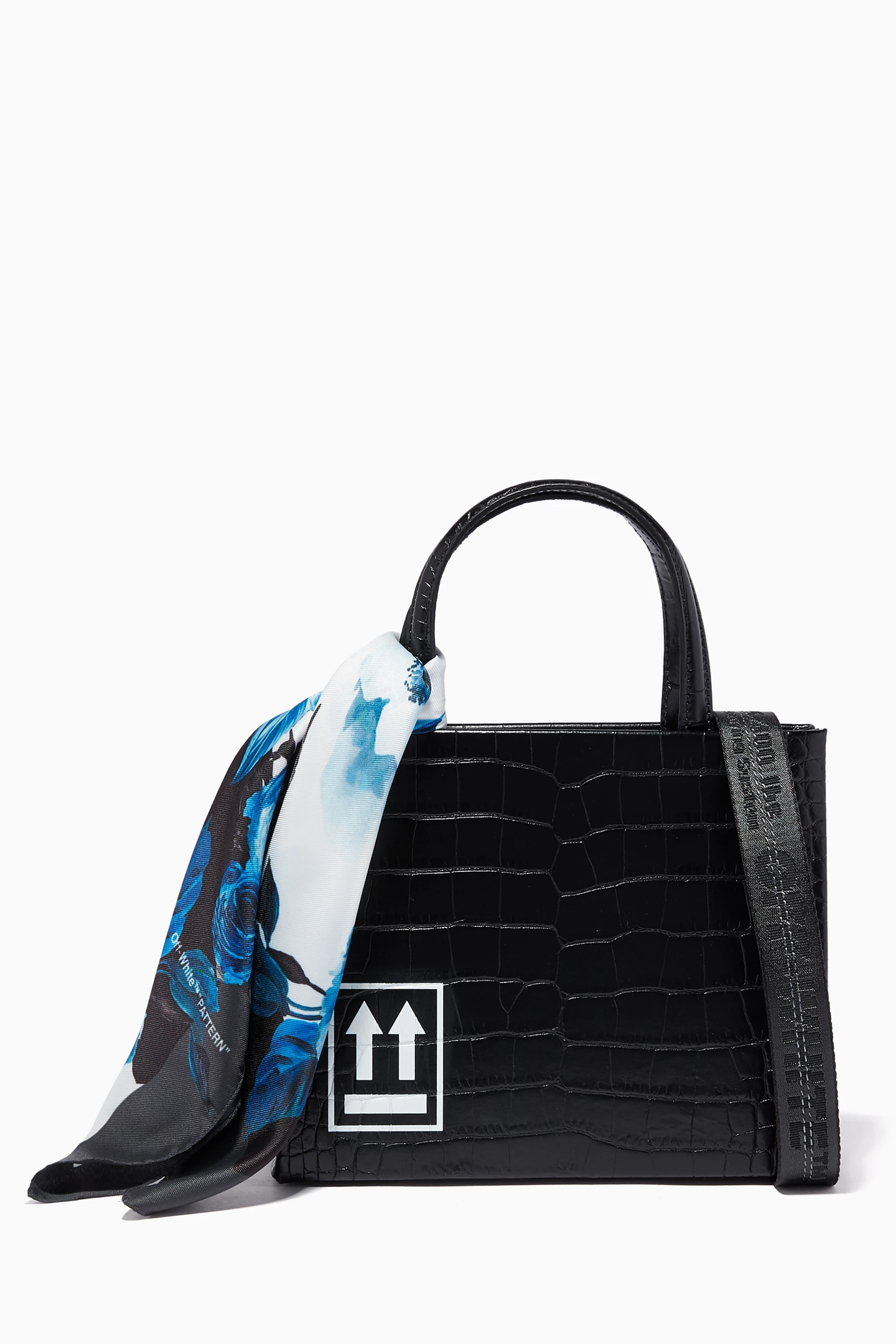 Buy Off-White Black Black Crocodile-Embossed Cocco Box Bag for