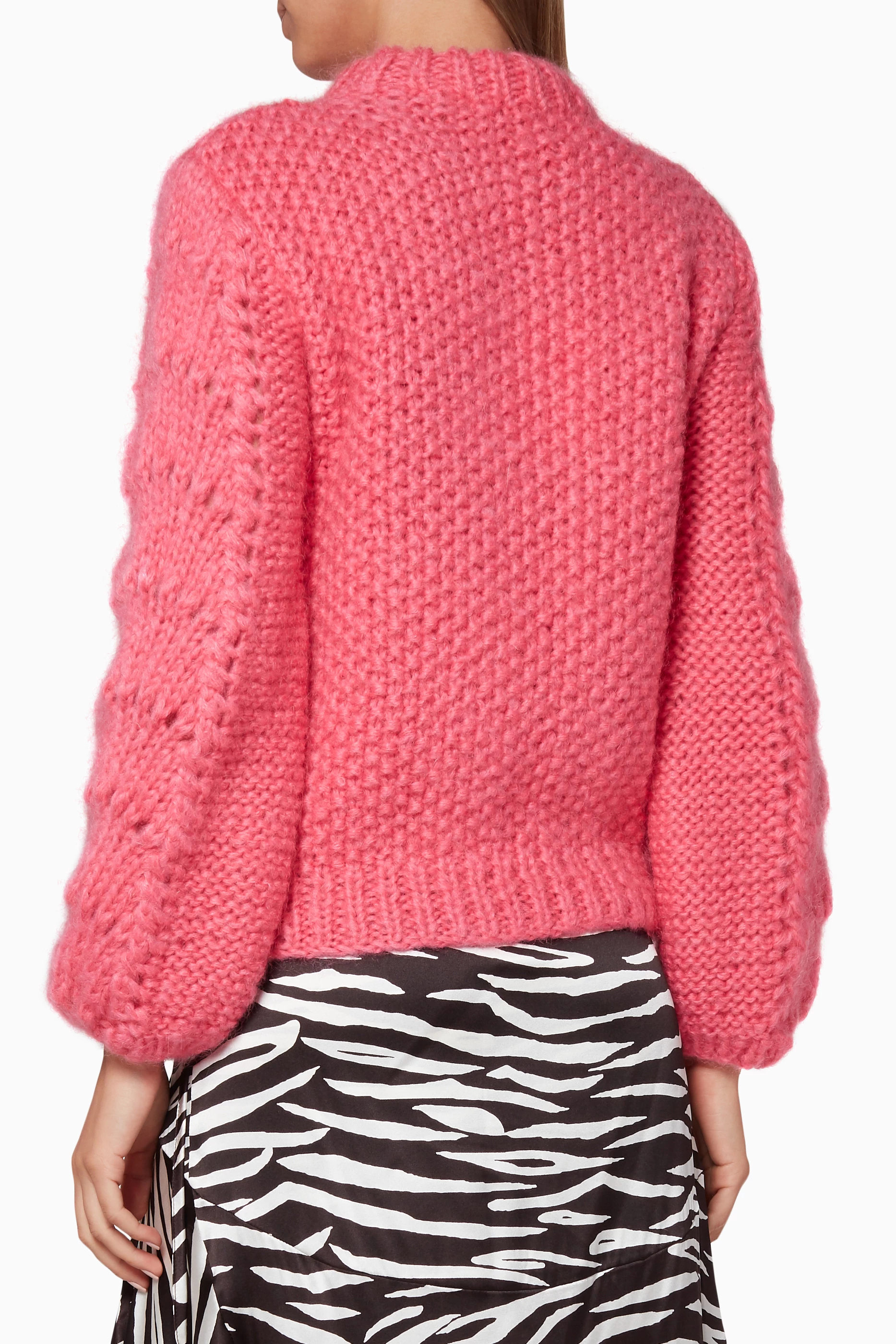 Buy Ganni Pink Hot Pink Mohair Julliard Sweater for Women in Saudi