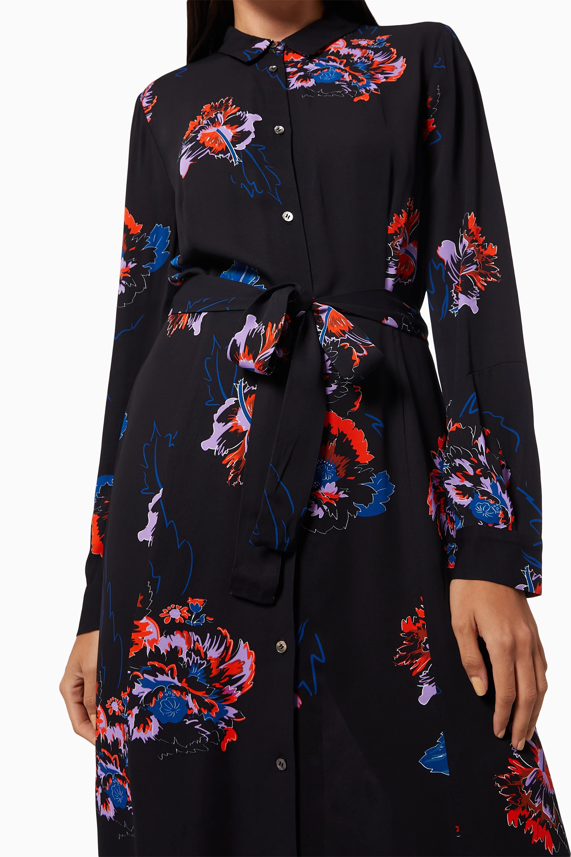 Buy WHISTLES Black Black Floral Freya Shirt Dress for Women in