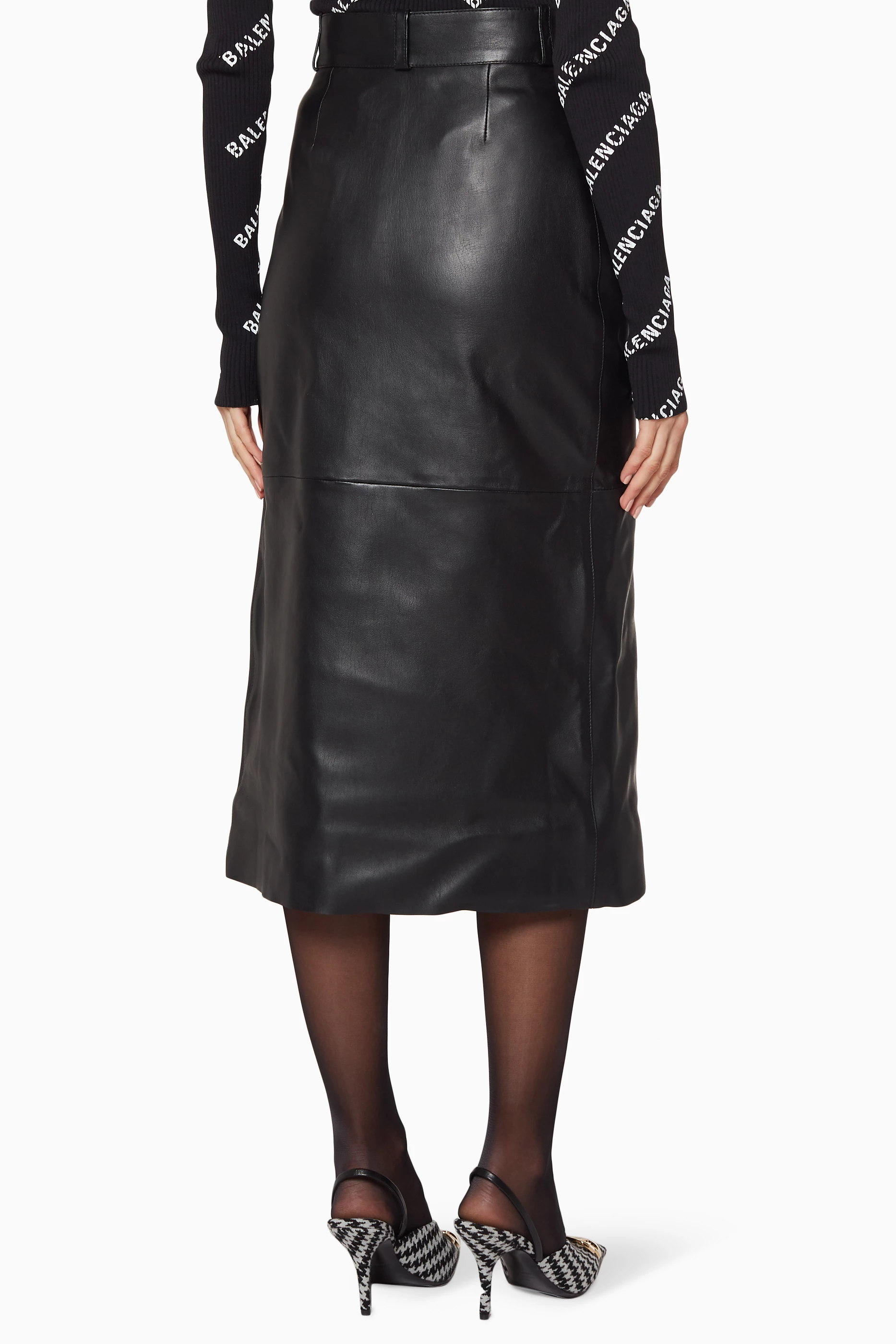 Balenciaga belted midi pencil skirt - Black