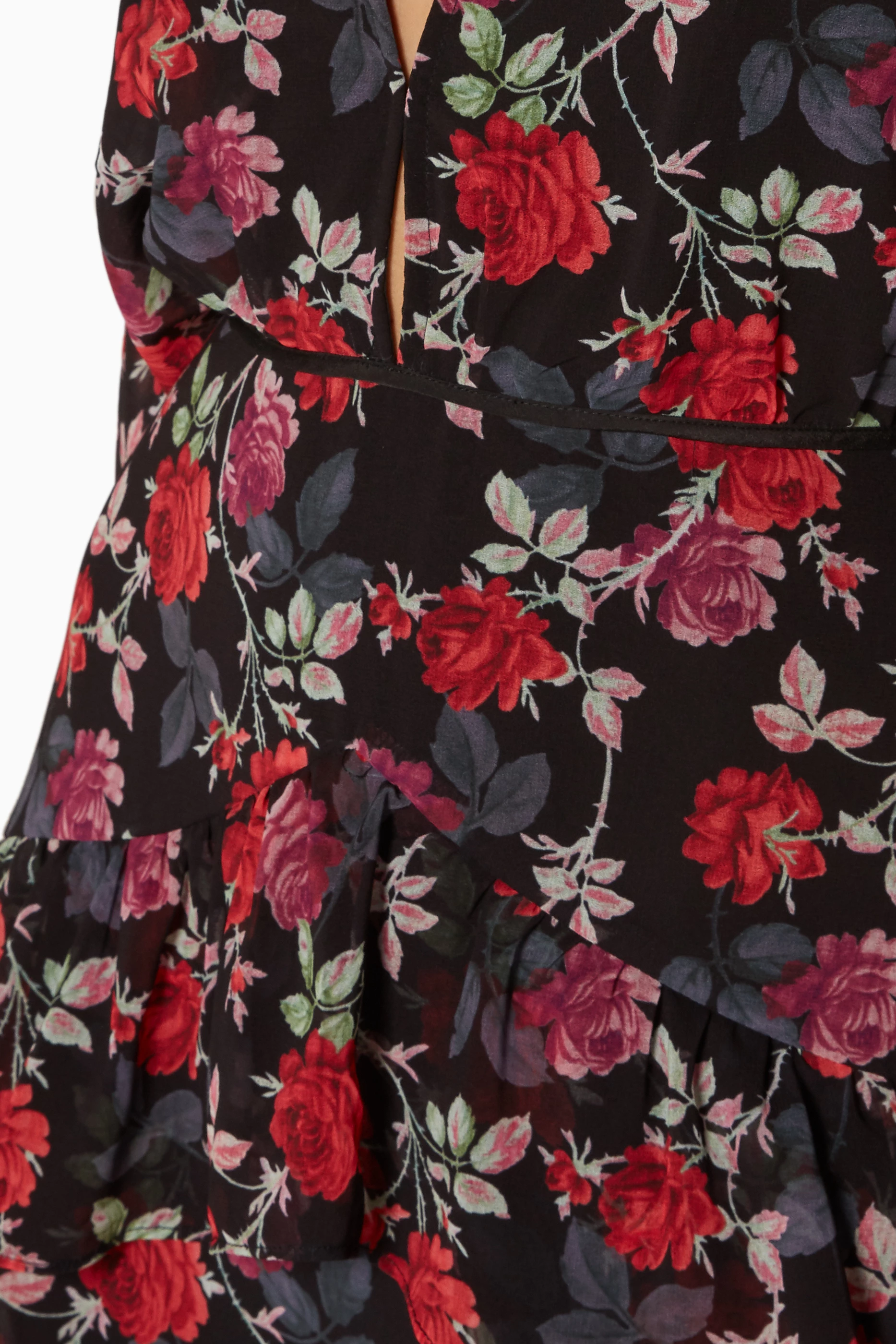 Buy La Maison Talulah Black Black Floral Print Jet Rose Midi Dress