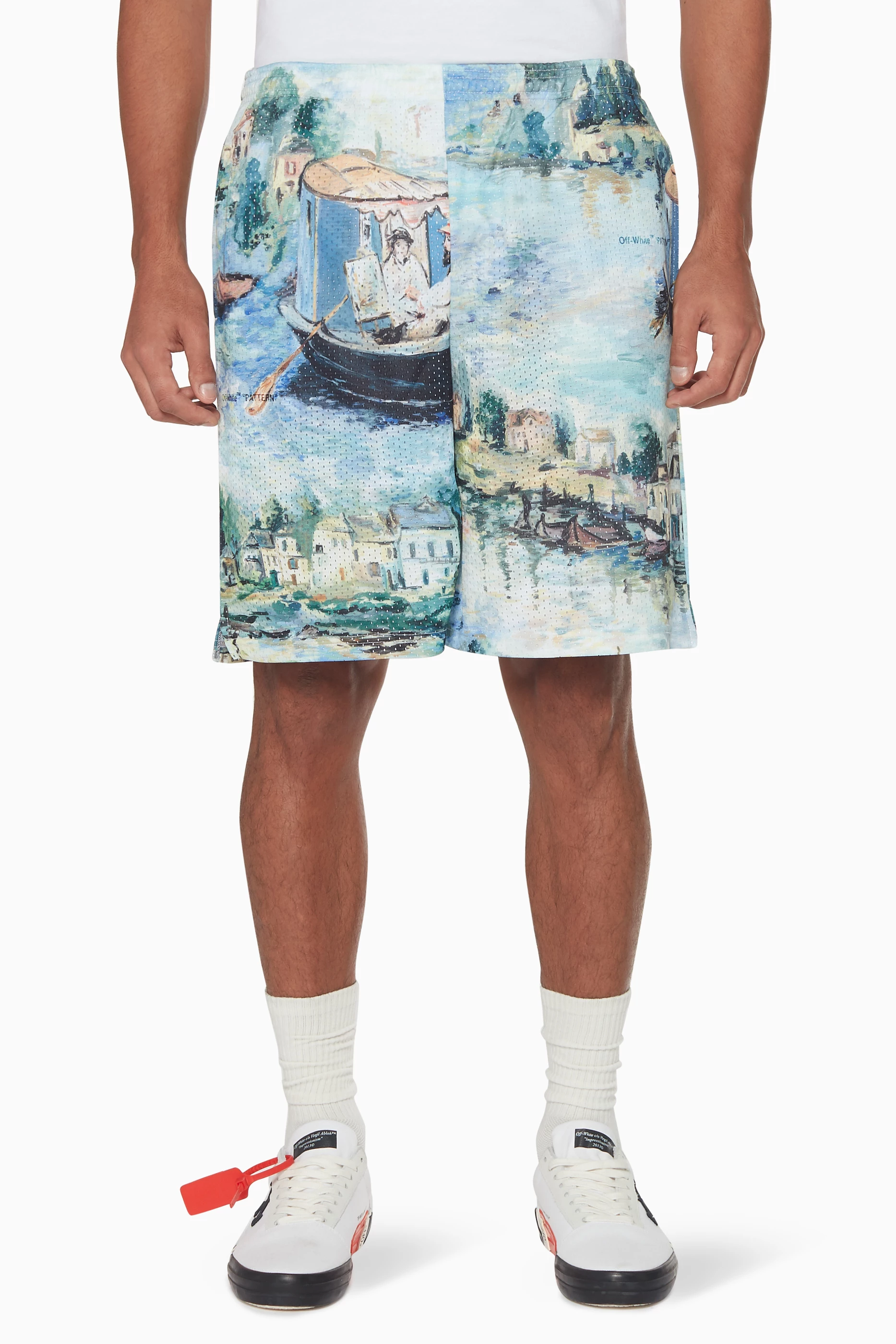 Buy Off White Multicolour Multi Coloured Lake Printed Shorts for