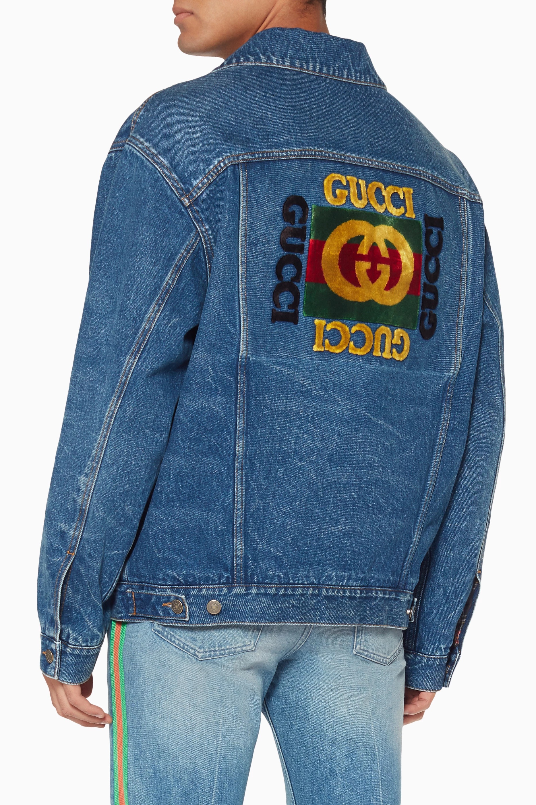 Gucci patch shop denim jacket