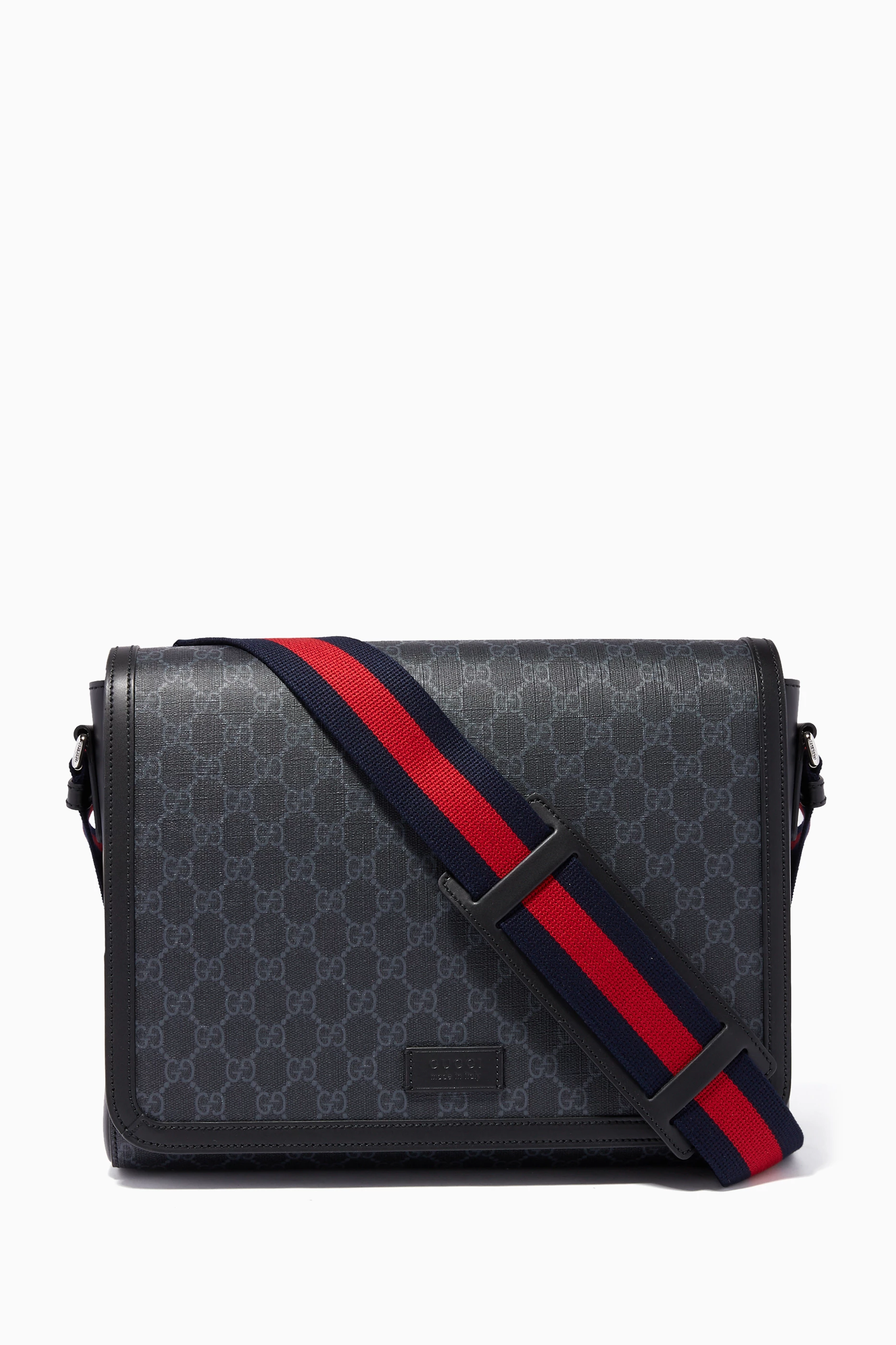 Buy Gucci Black Black Grey GG Supreme Messenger Bag for Men in