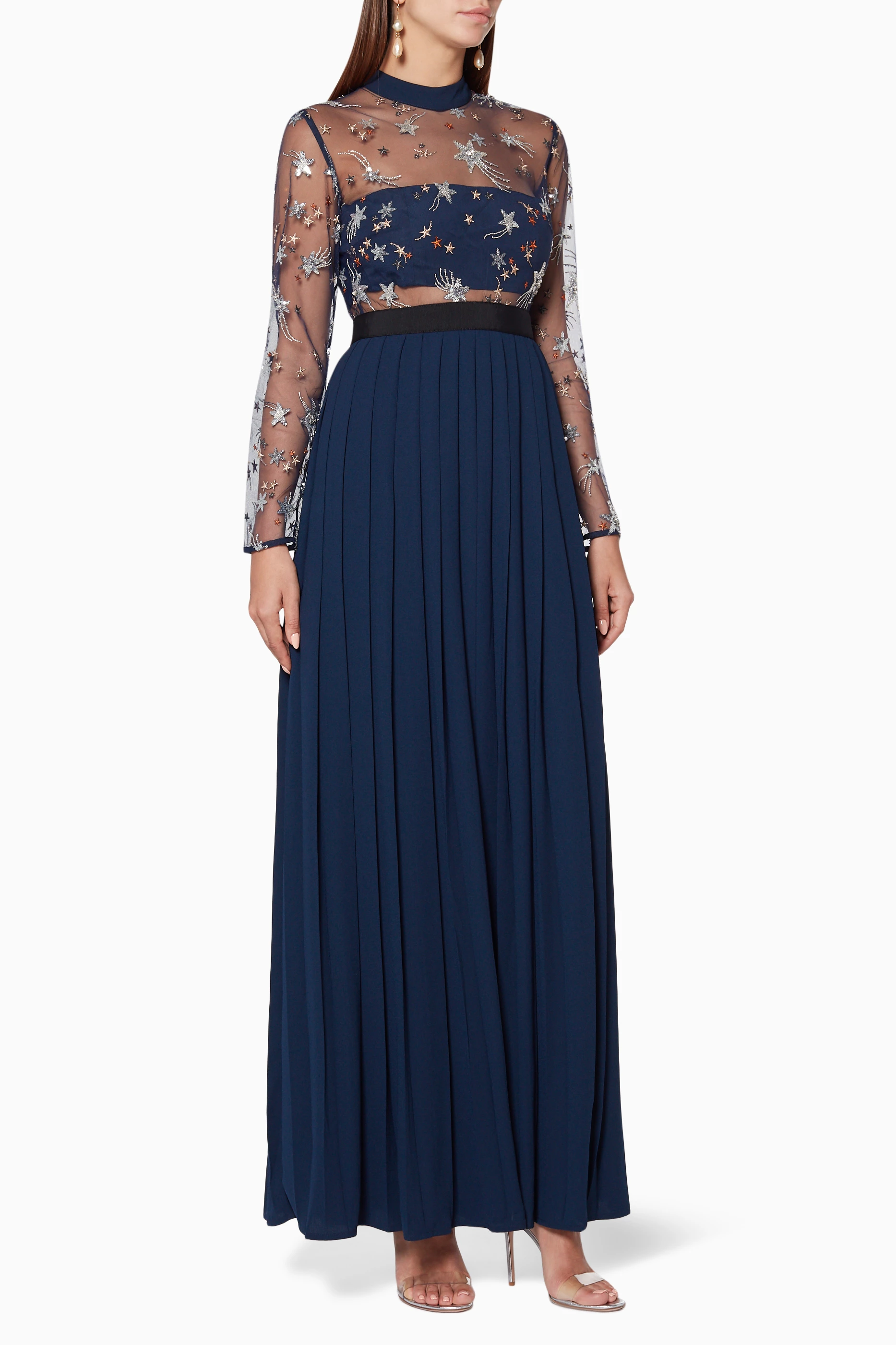 Self portrait navy star dress online