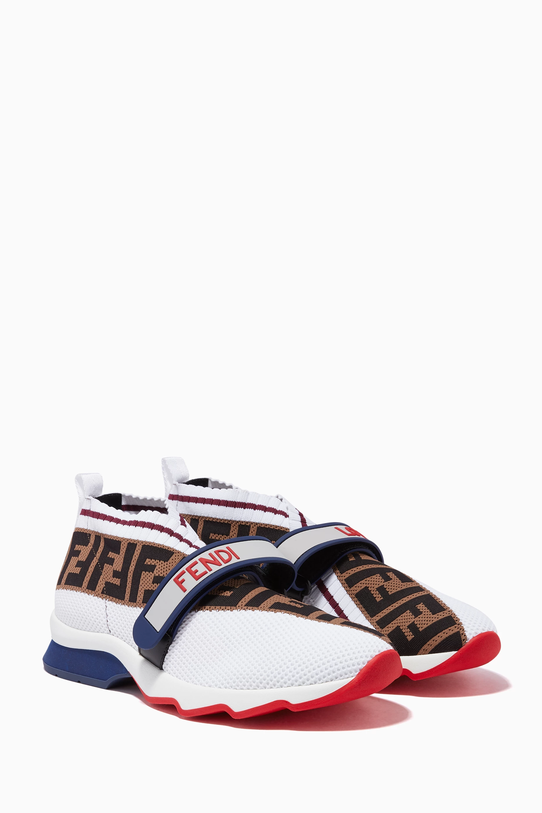 Buy Fendi White White Rockoko Velcro Strap Sneakers for Women in