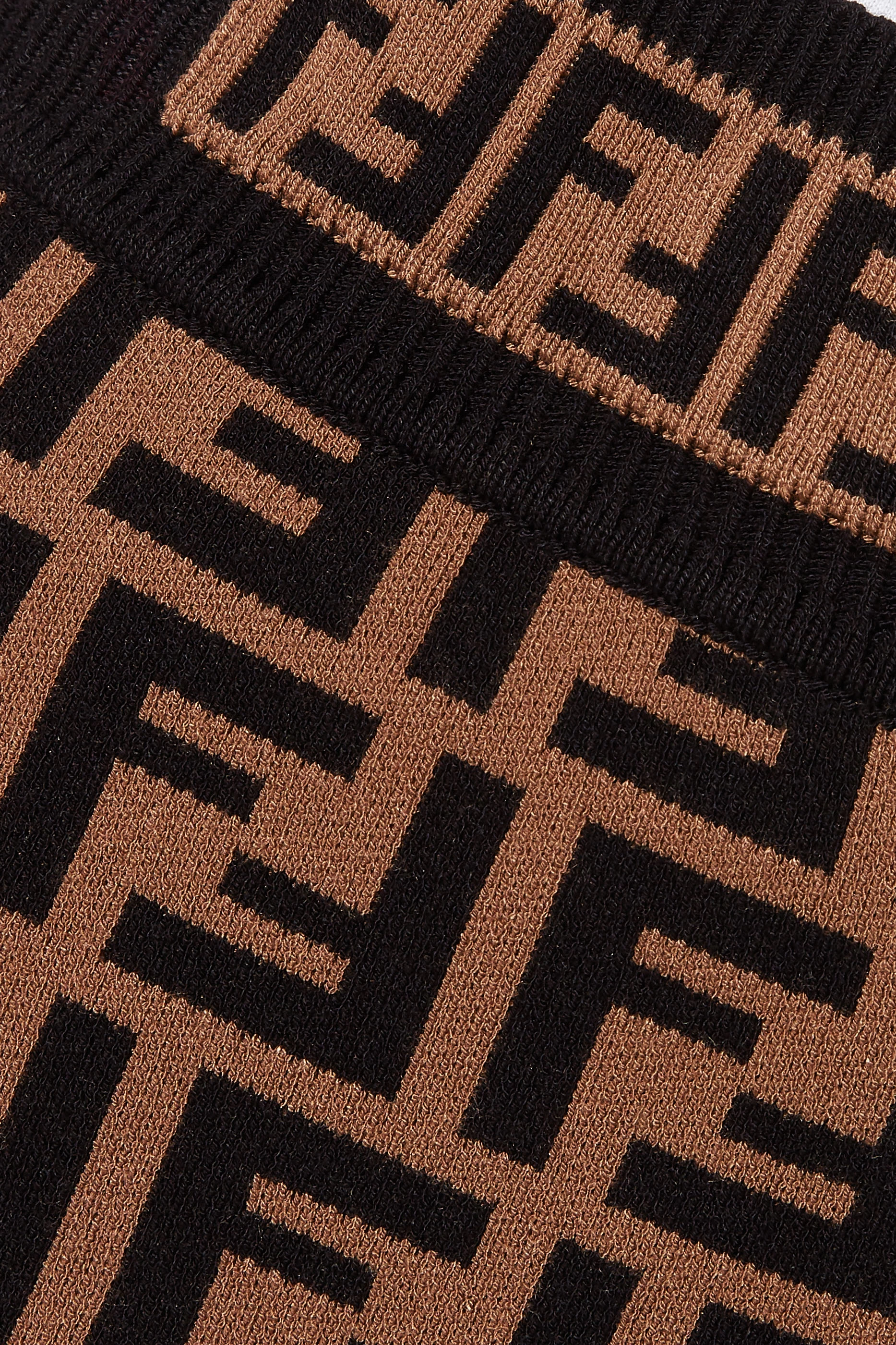 Fendi Logo Knit Leggings in Brown