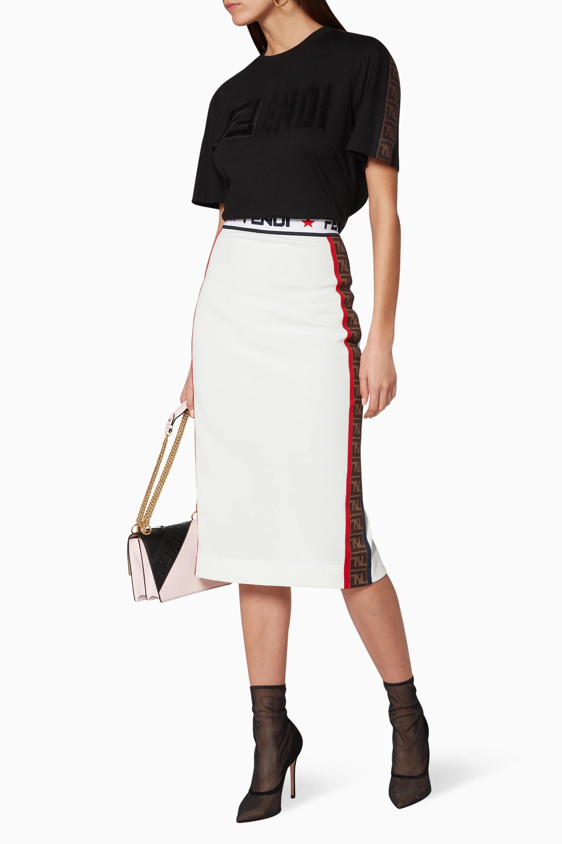 Buy Fendi White White Fendi Mania Pencil Skirt for Women in Saudi