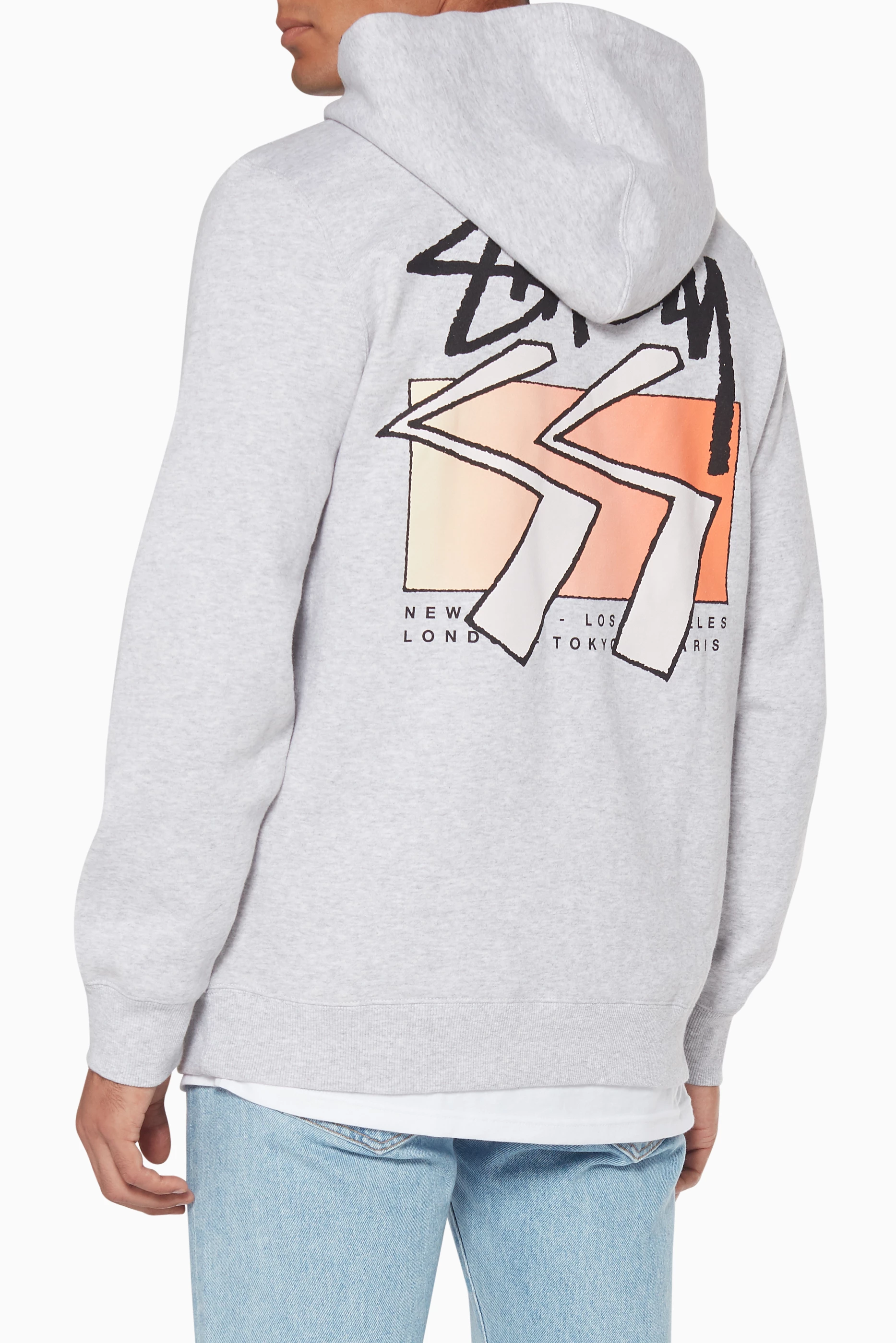 Buy St ssy Grey Light Grey SS Cube Hoodie for Men in Saudi Ounass
