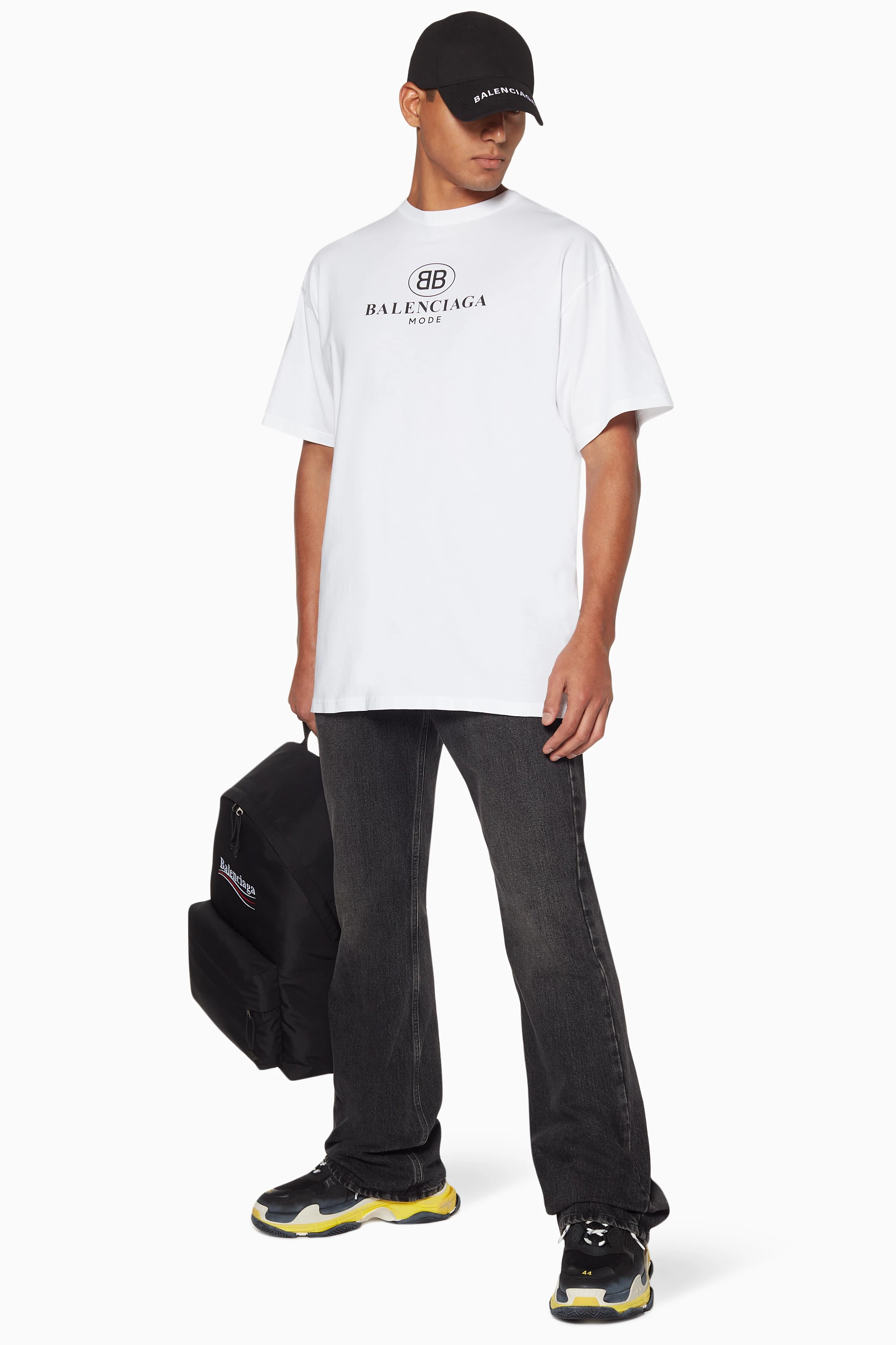 White tee cheap balenciaga man bag