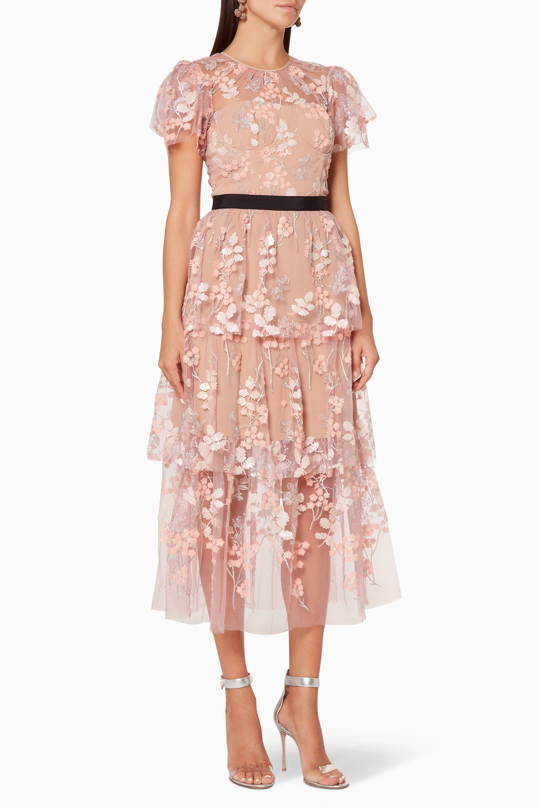 Self portrait best sale floral embellished dress
