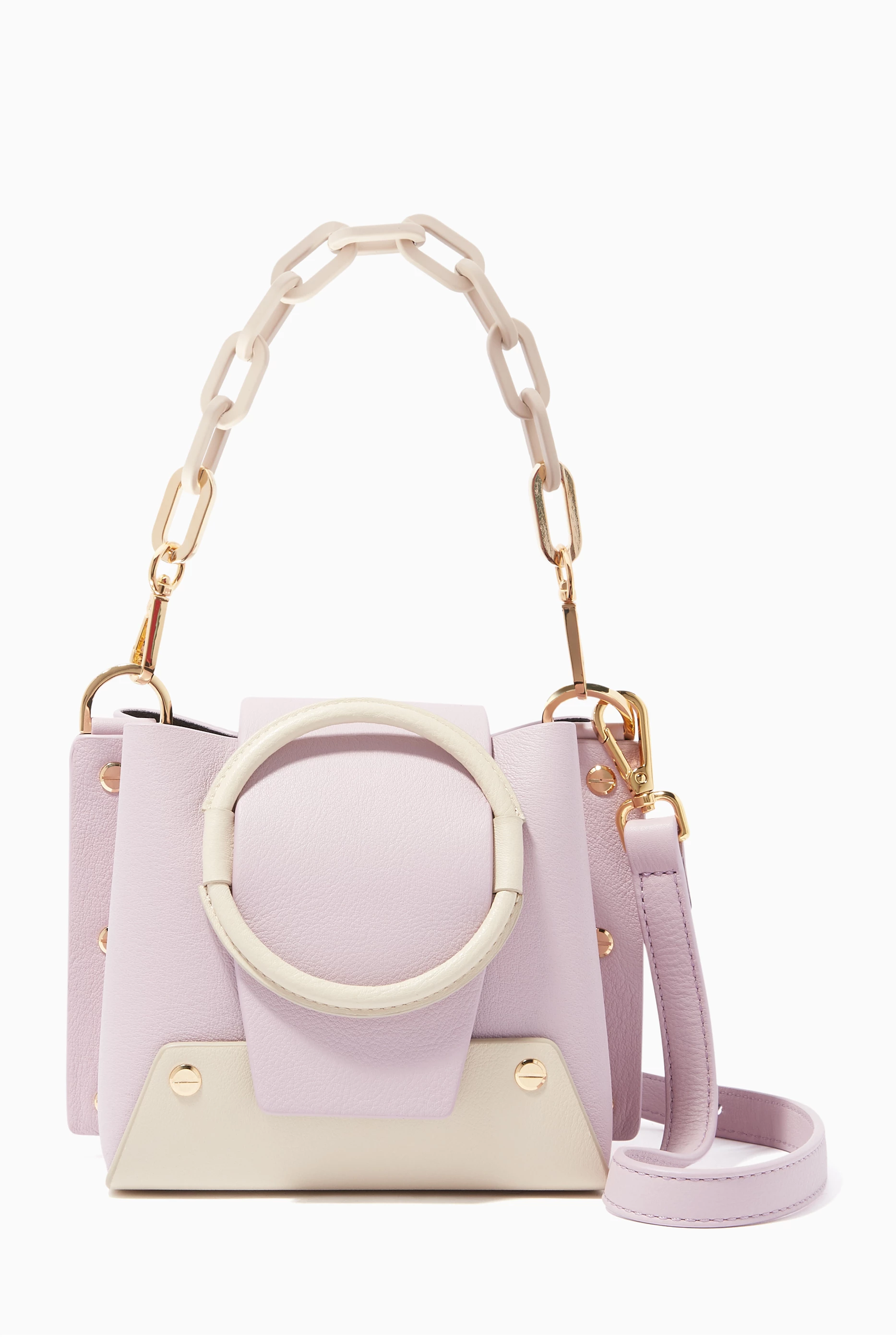 Buy YUZEFI Purple Colour Block Mini Delila Bucket Bag for Women in