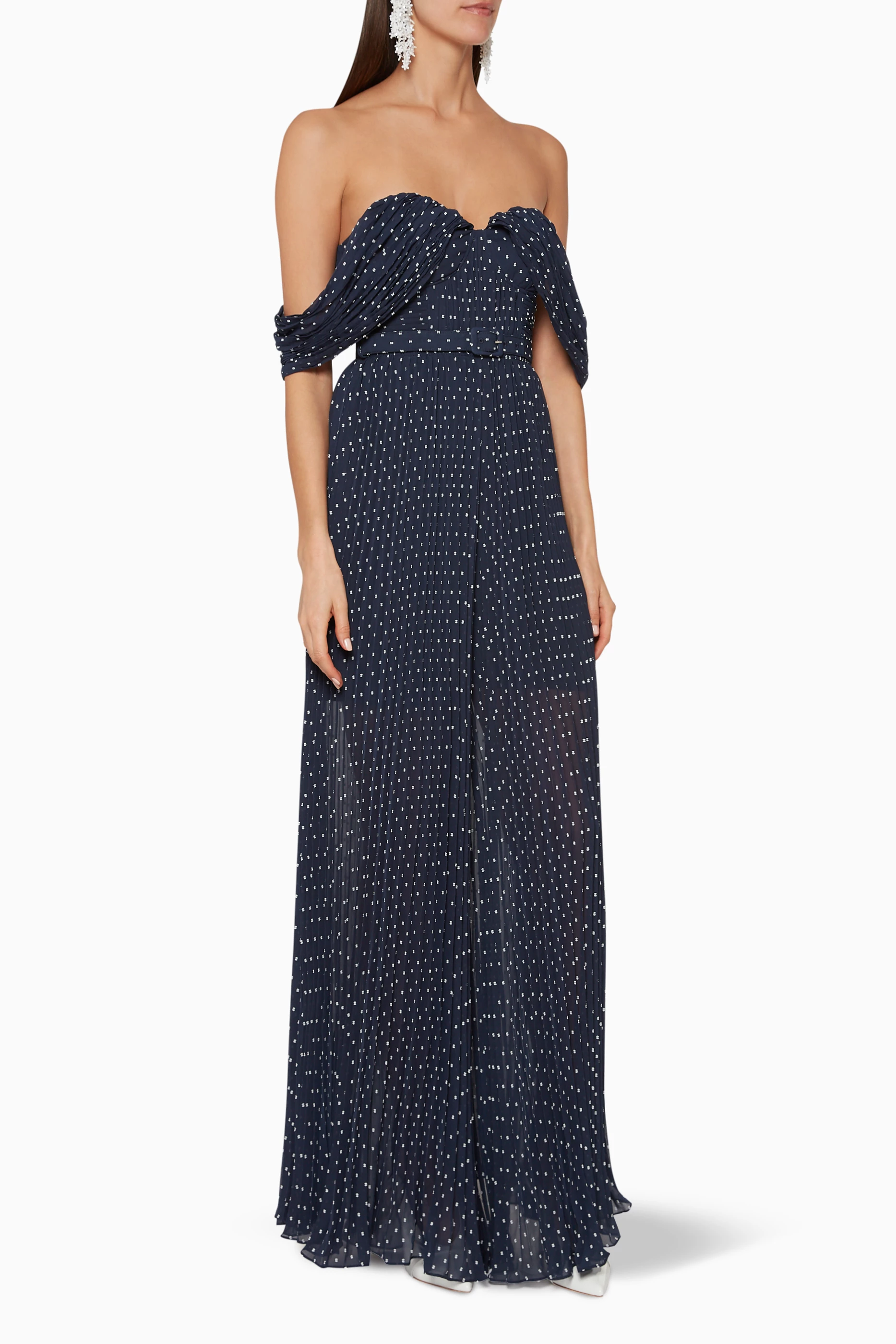 Self portrait deals navy plumetis dress