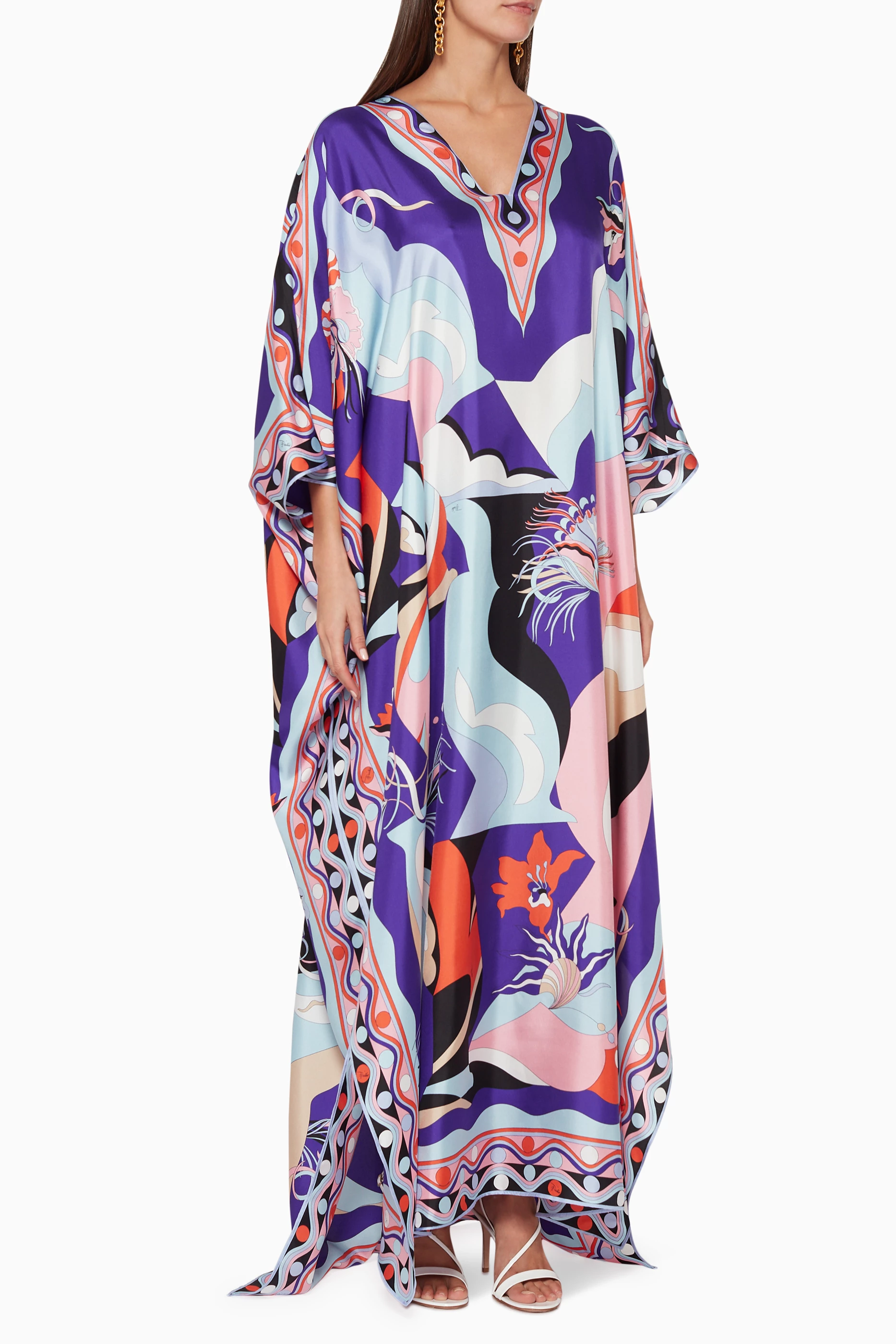 Buy Emilio Pucci Multicolour Printed Silk Kaftan for Women in