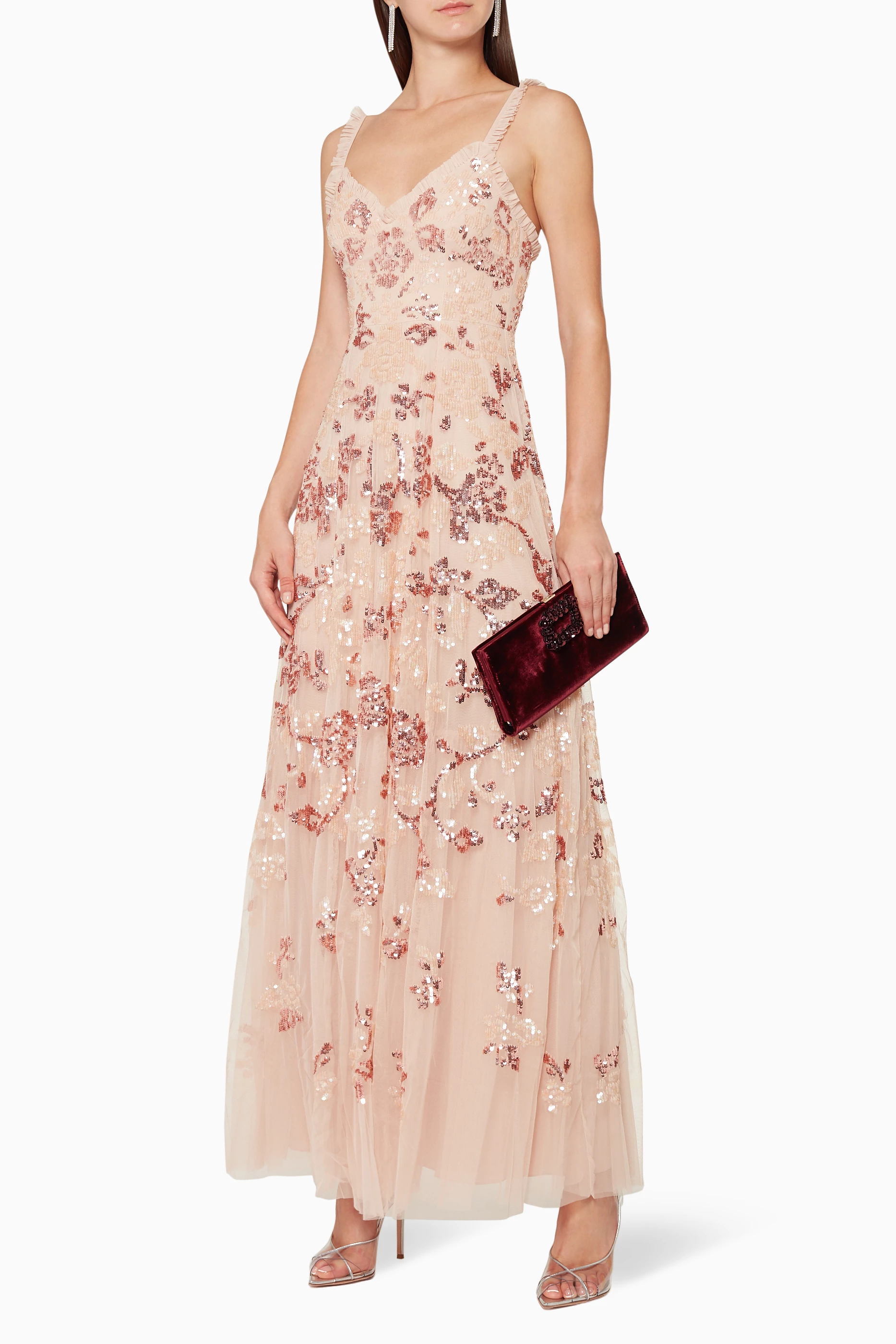 Buy Needle Thread Pink Valentina Sequin Gown for Women in Saudi
