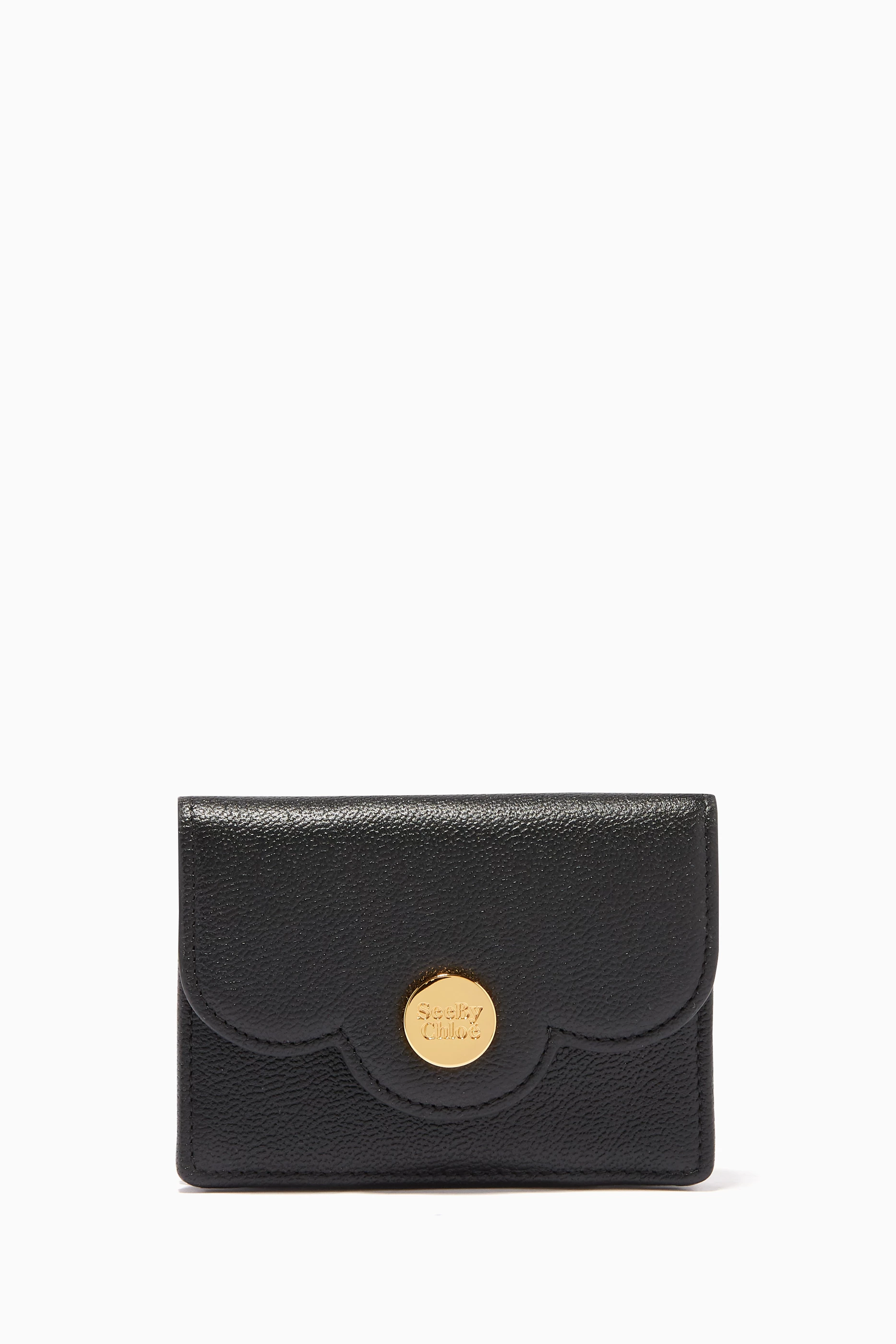 Buy See By Chlo Black Polina Small Scalloped Edge Wallet for
