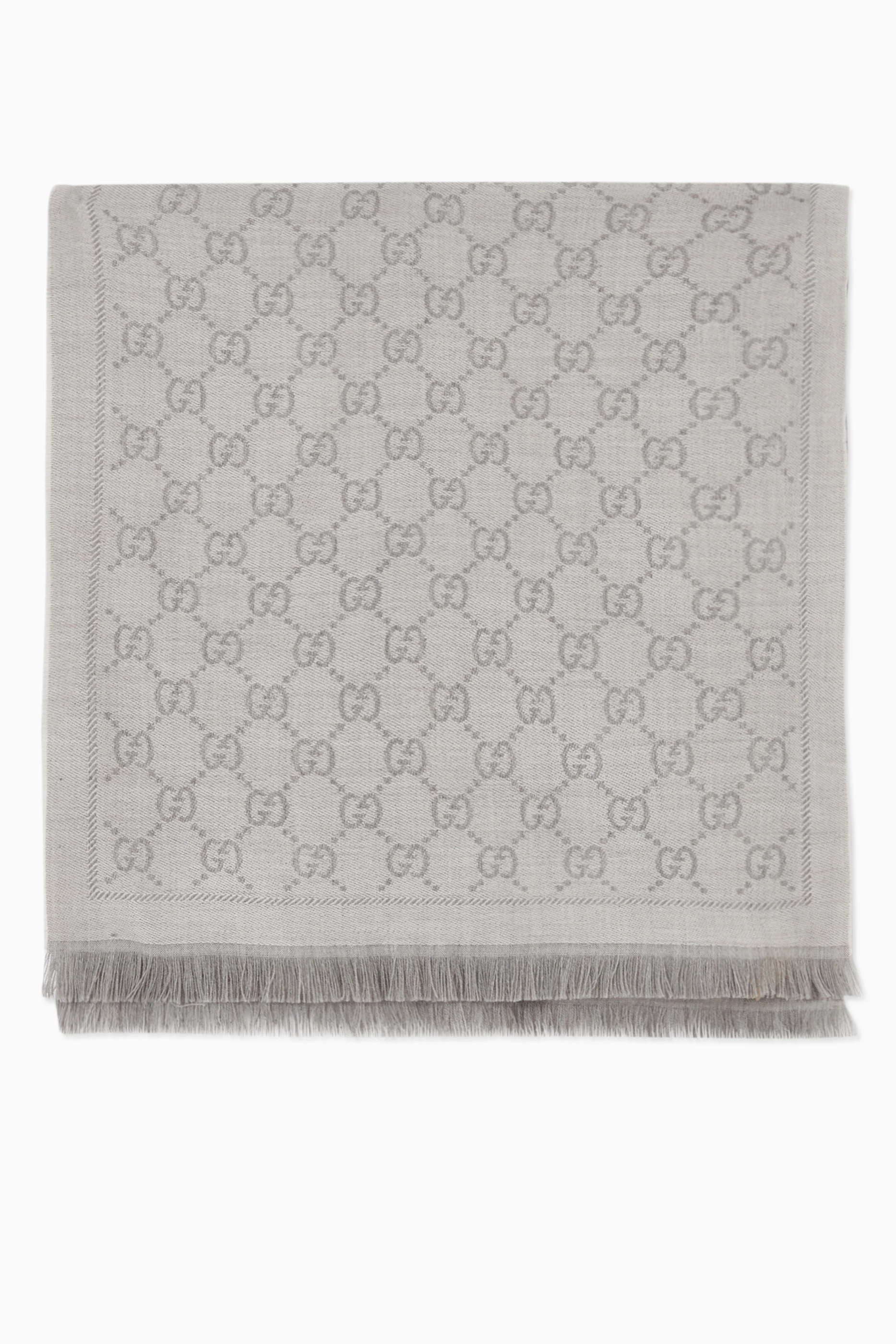 Buy Gucci Grey Scarf in GG Wool Jacquard for Women in Saudi Ounass