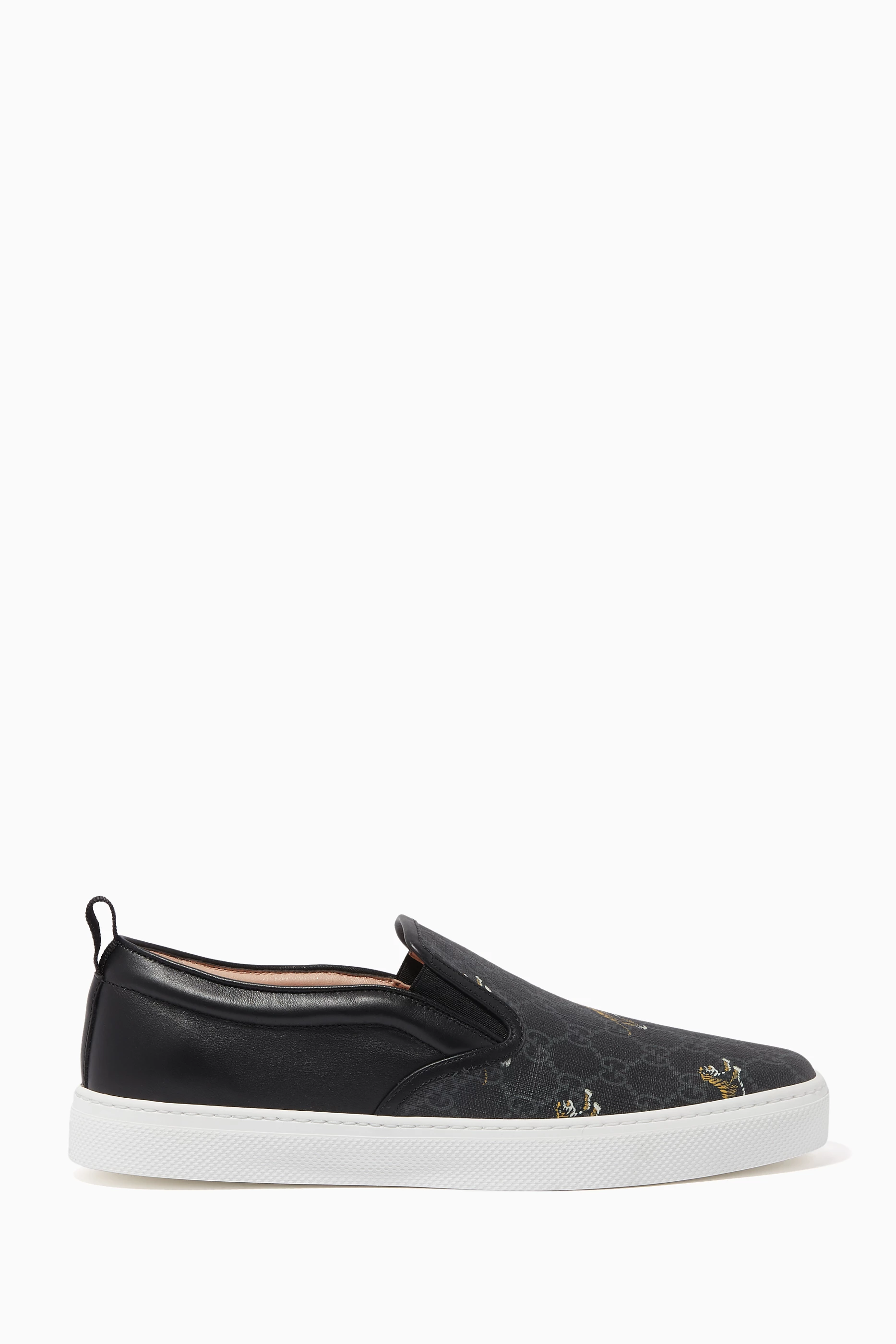 Buy Gucci Black Dublin Tiger Print Slip On Sneakers for Men in