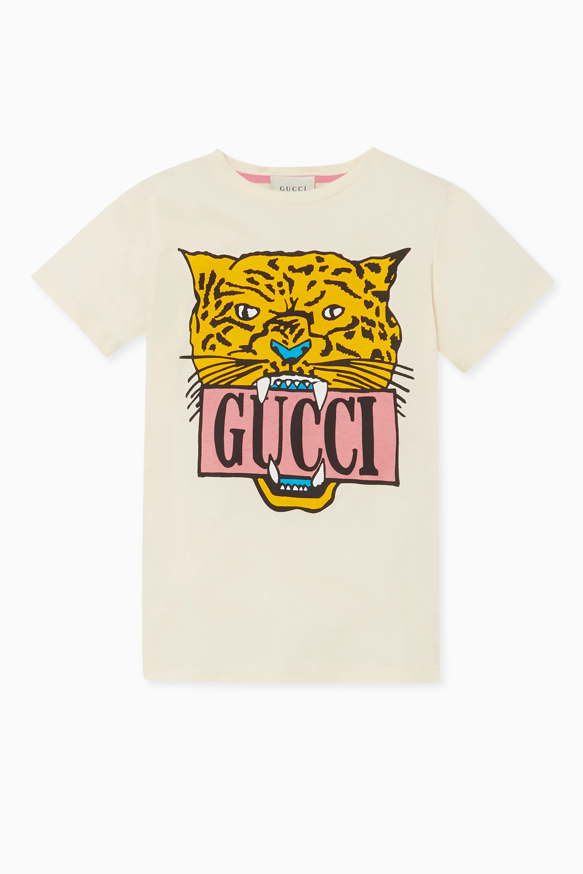 Buy Gucci White Tiger T Shirt for Girls in Saudi Ounass