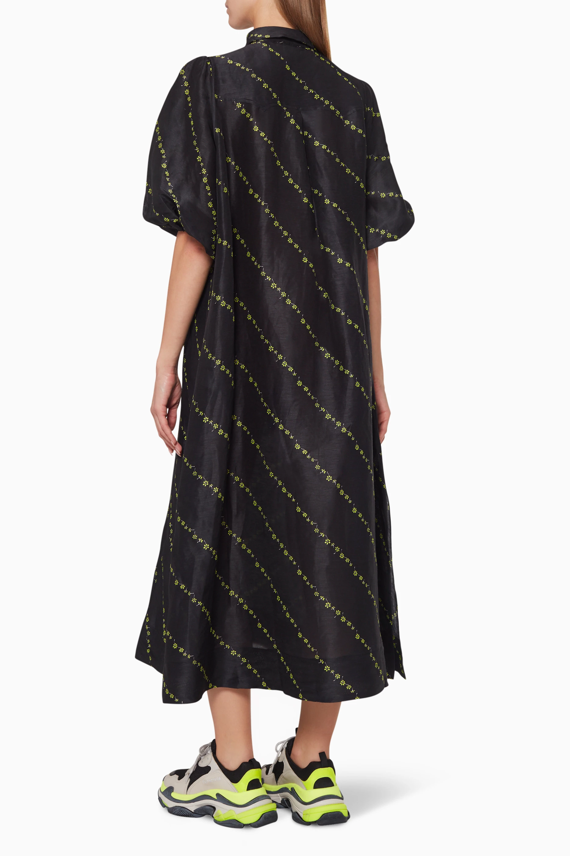 Ganni silk linen dress hot sale