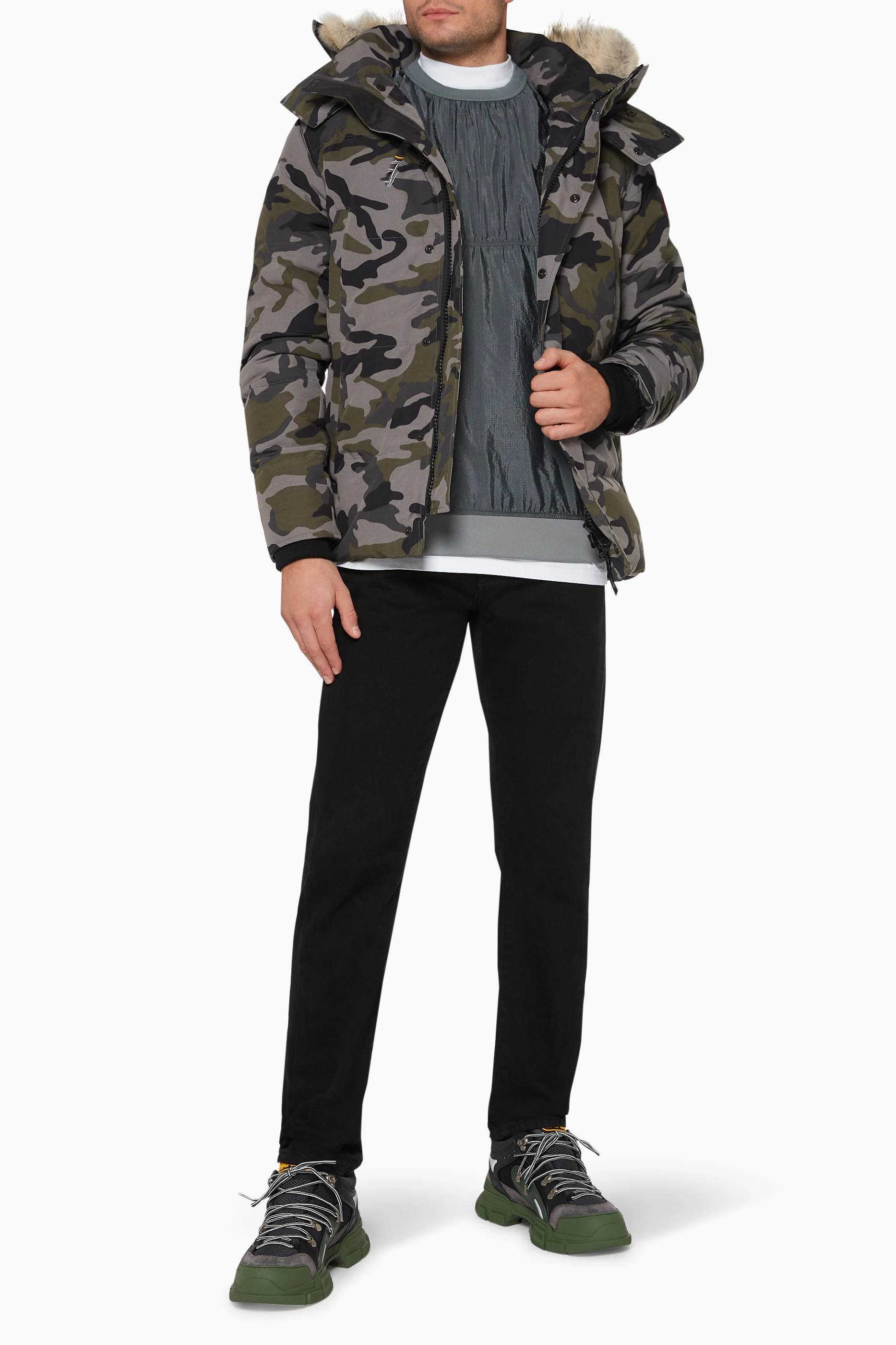 Wyndham parka black 2025 label grey camo