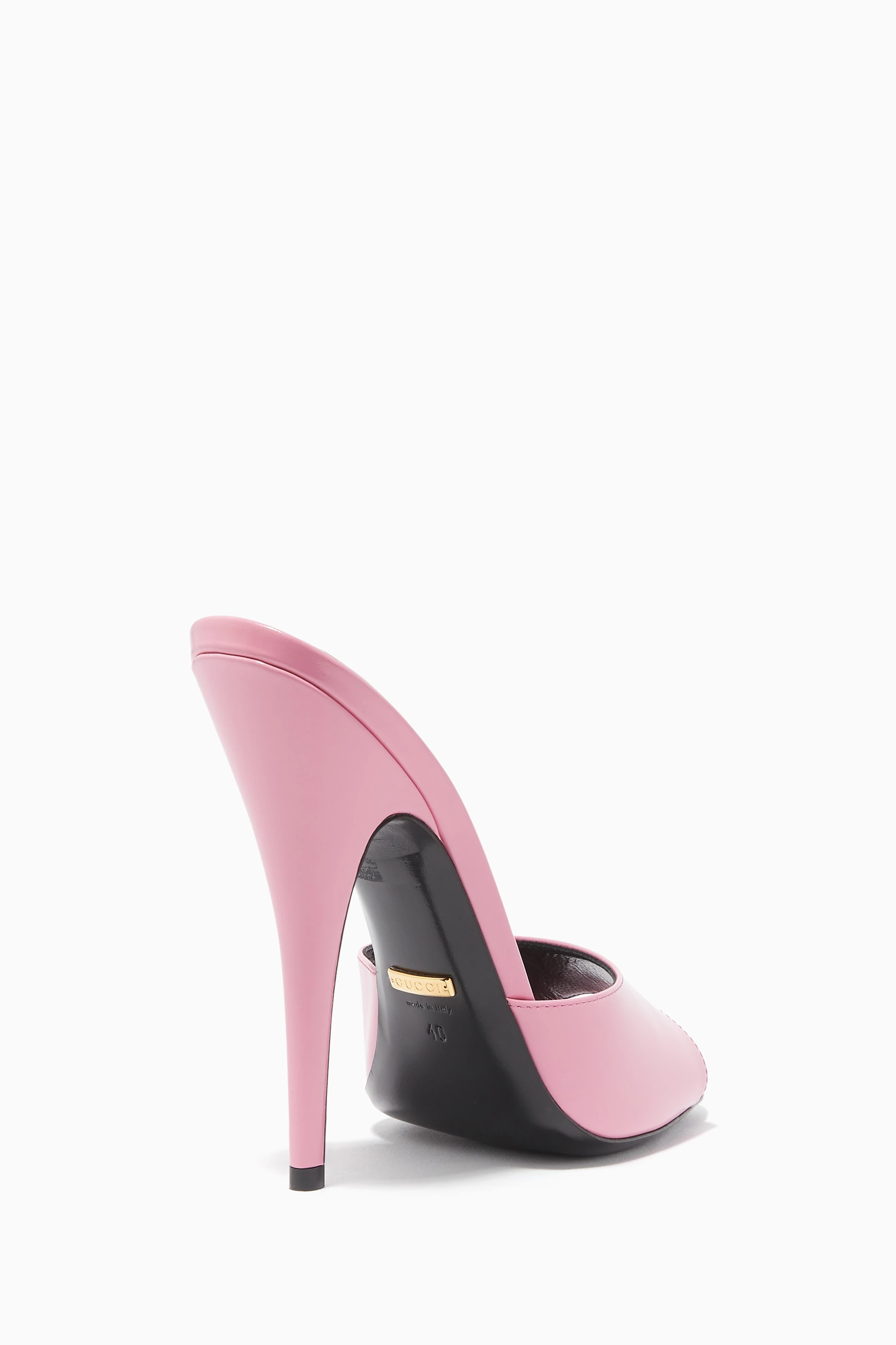 Buy Gucci Pink Polished Leather High Heel Mules for Women in Saudi