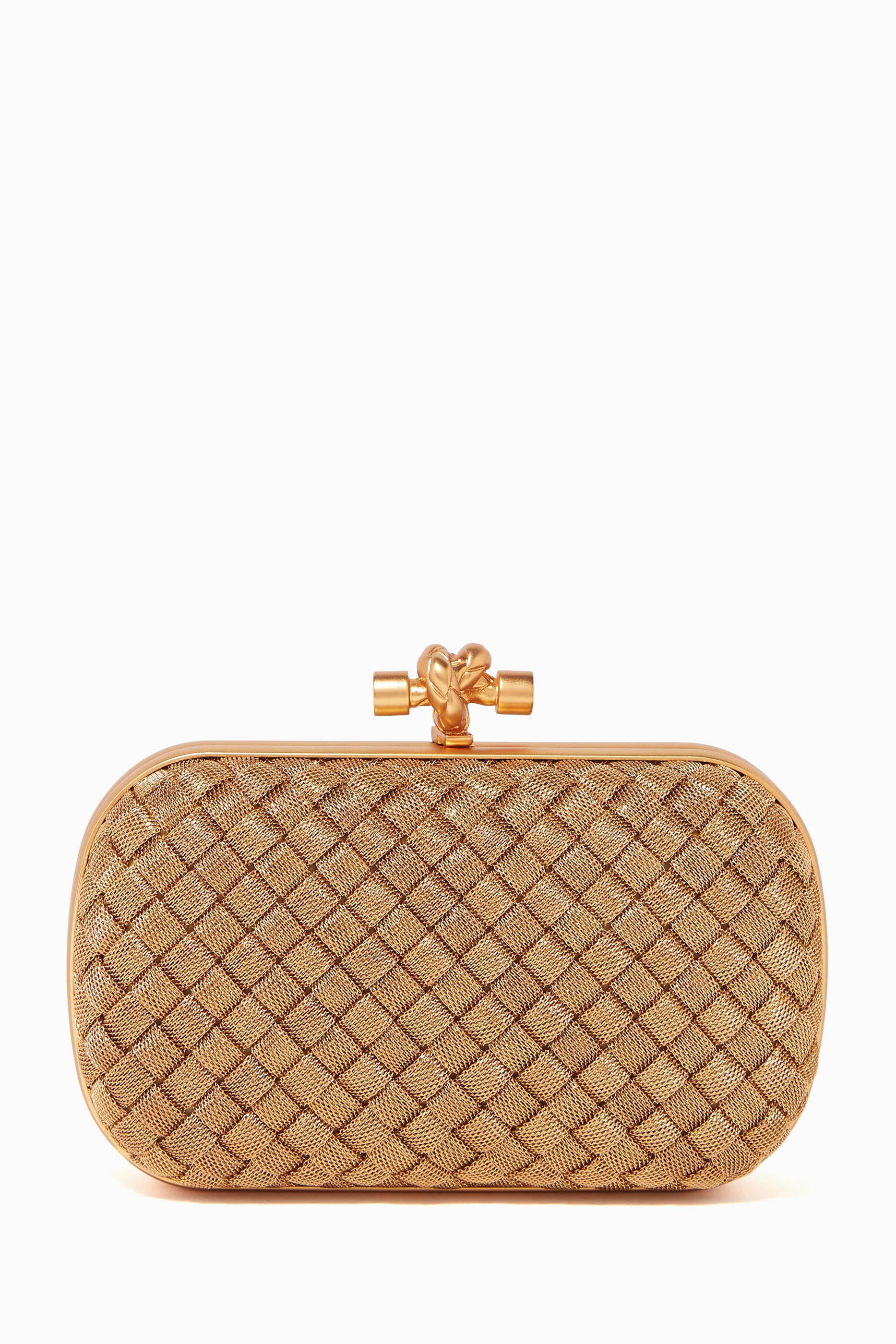 Bottega knot clutch gold top