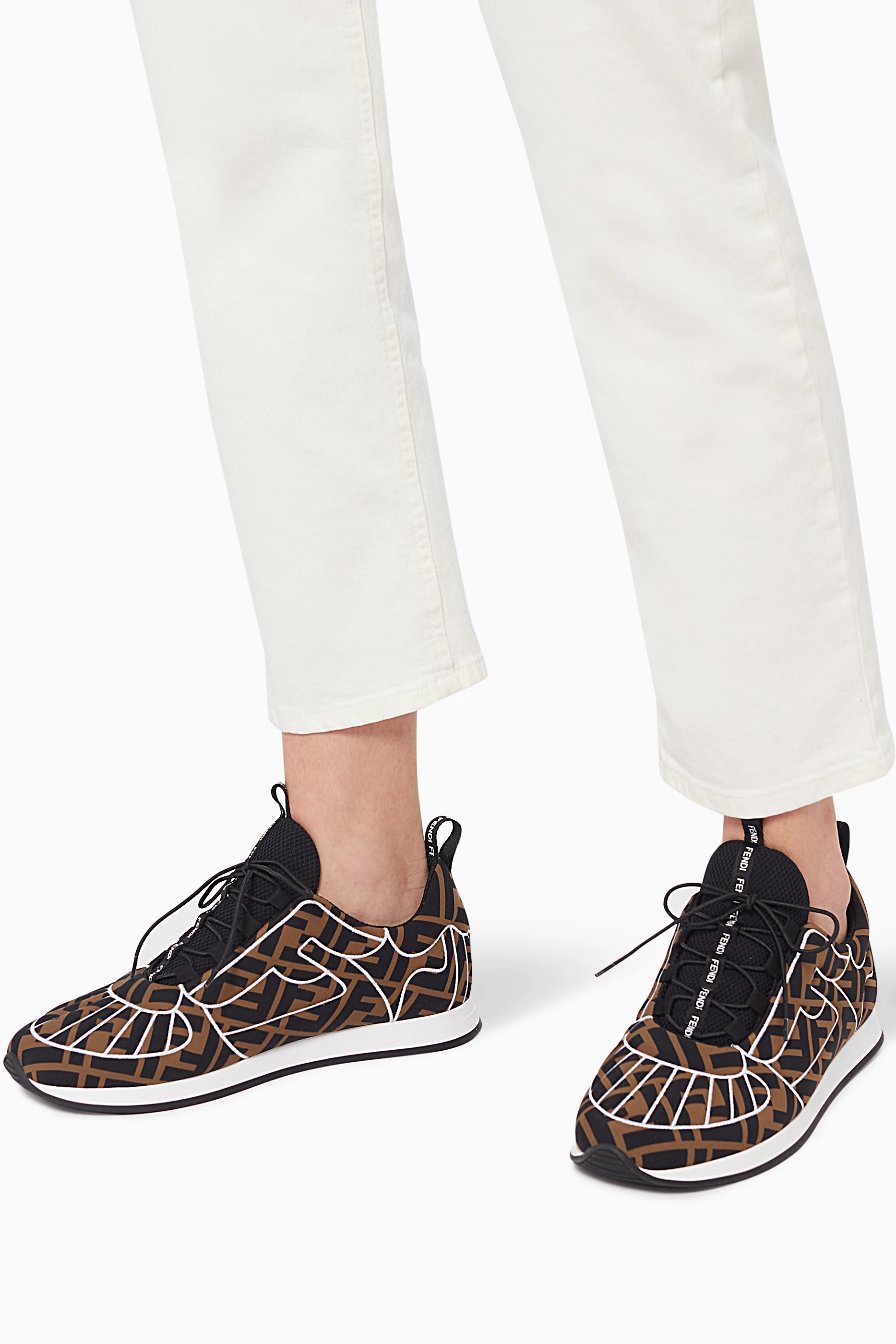 Buy Fendi Brown FFreedom Lycra Sneakers for Women in Saudi Ounass