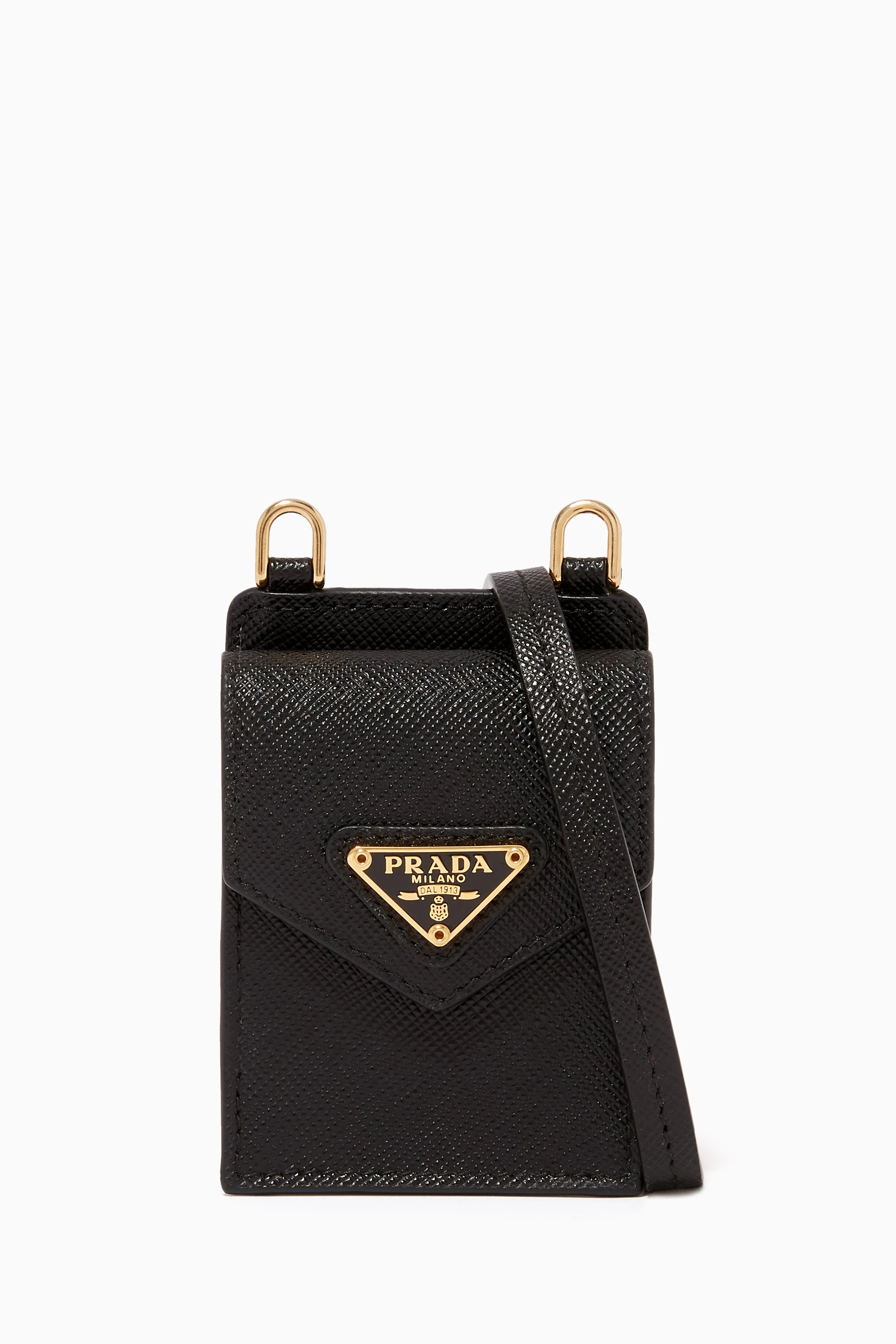 Buy Prada Black Saffiano Leather Airpod Holder for Women in Saudi