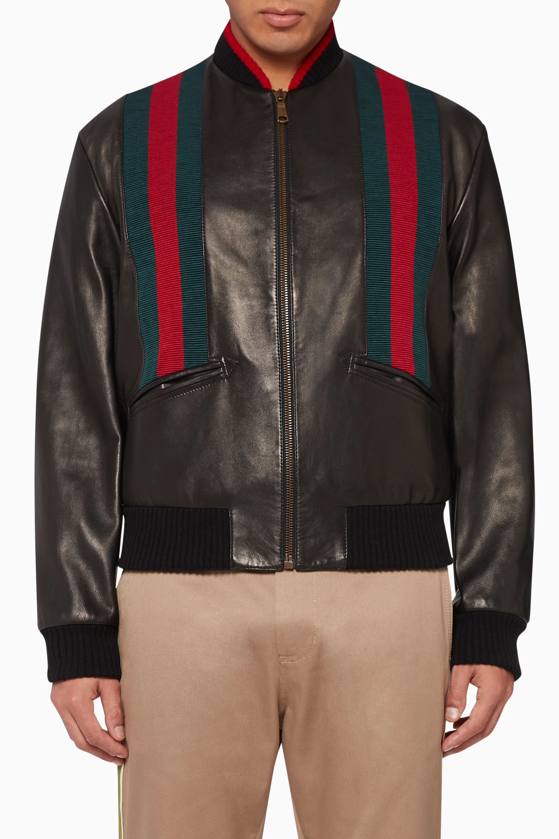 Buy Gucci Black Leather Bomber Jacket for Men in Saudi Ounass