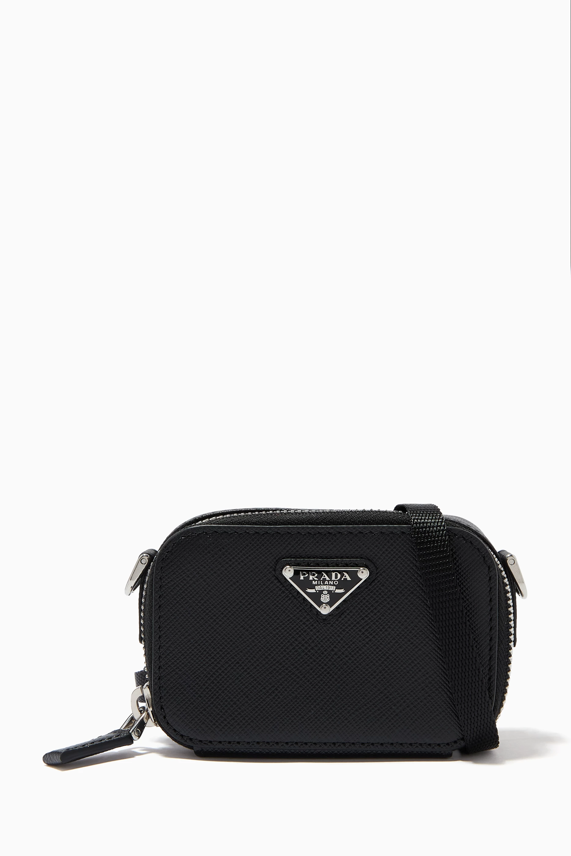 Prada Saffiano Leather Mini Pouch in Black for Men