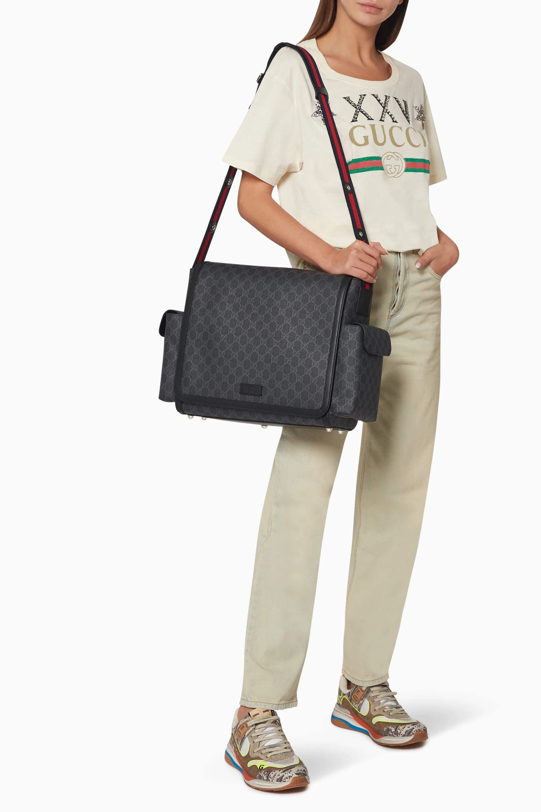 Buy Gucci Black GG Supreme Diaper Changing Bag for UNISEX in Saudi