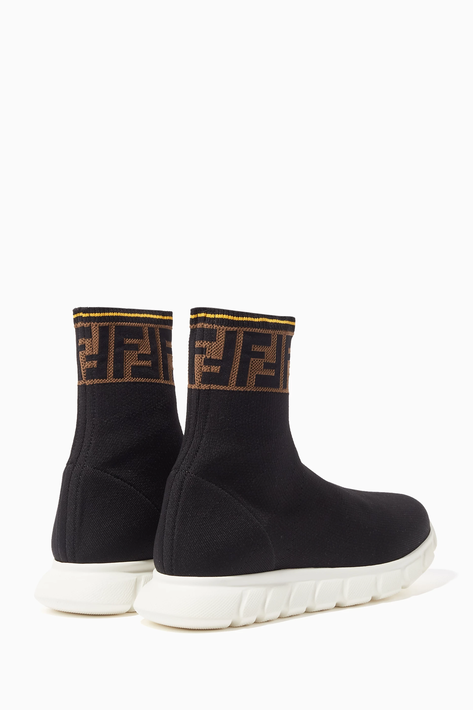 Buy Fendi Black Logo Sock Sneakers for Girls in Saudi Ounass