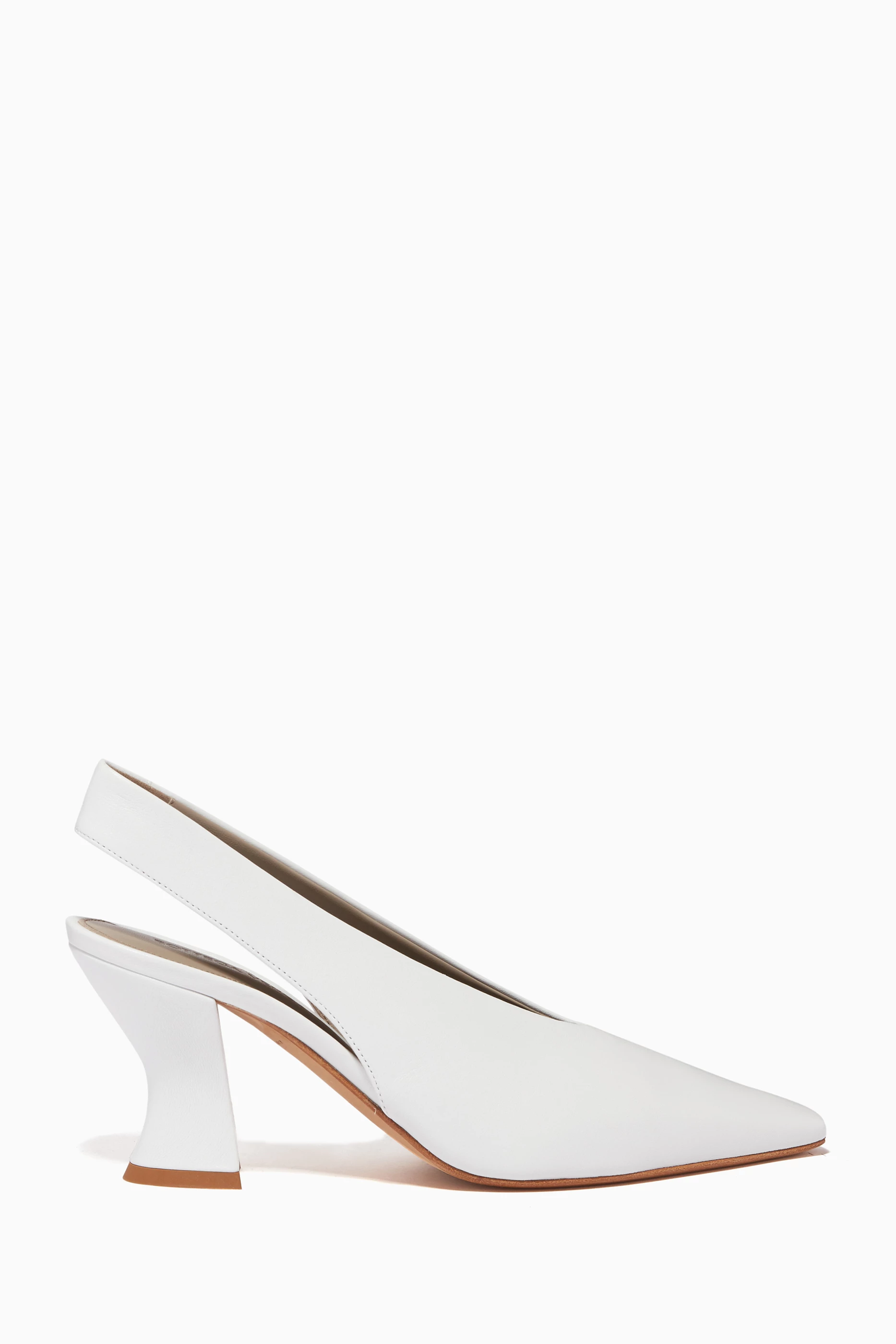 Buy Bottega Veneta White Almond Nappa Leather Slingback Pumps for