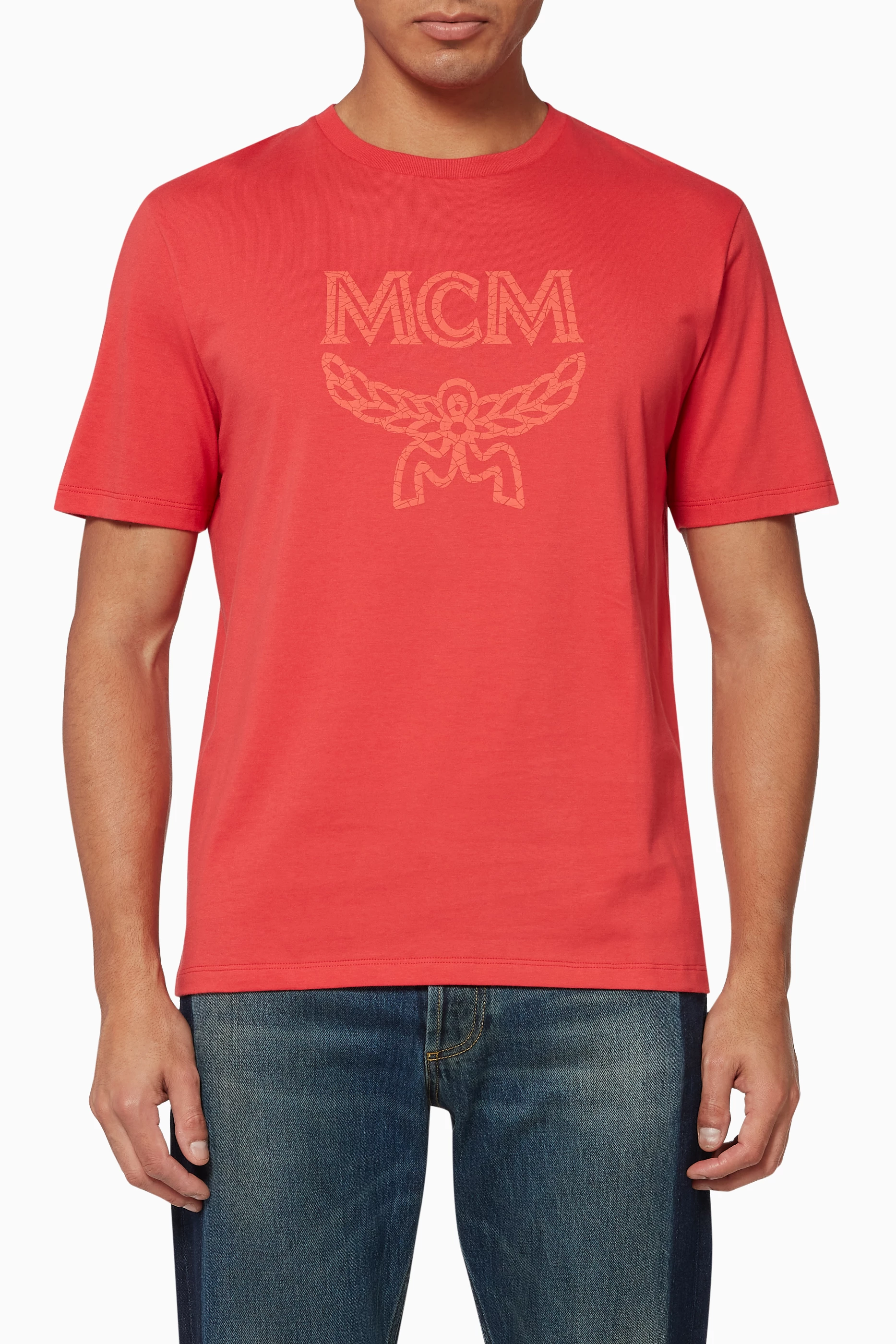Red mcm shirt best sale