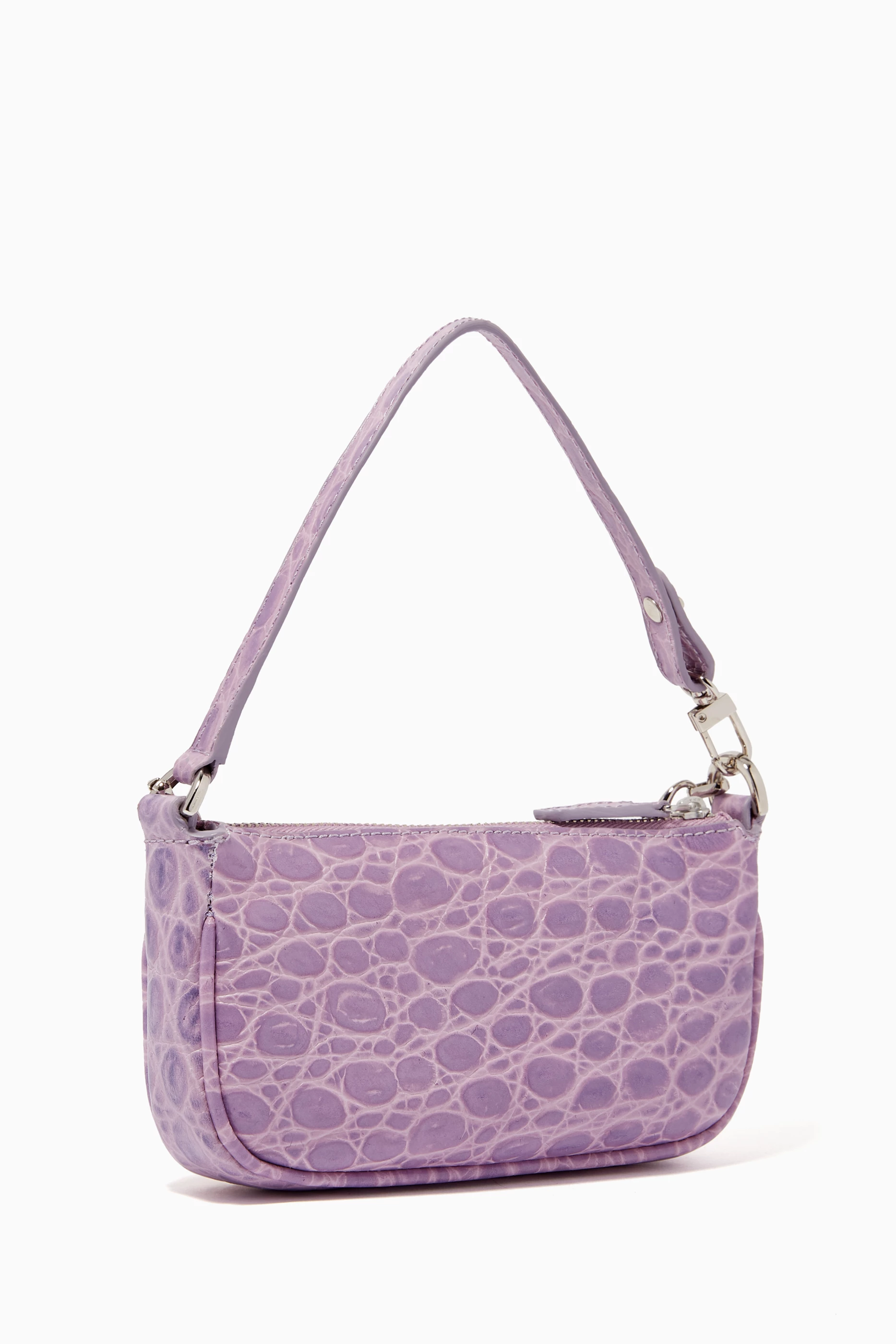 BY FAR Purple Croc Rachel Mini Bag