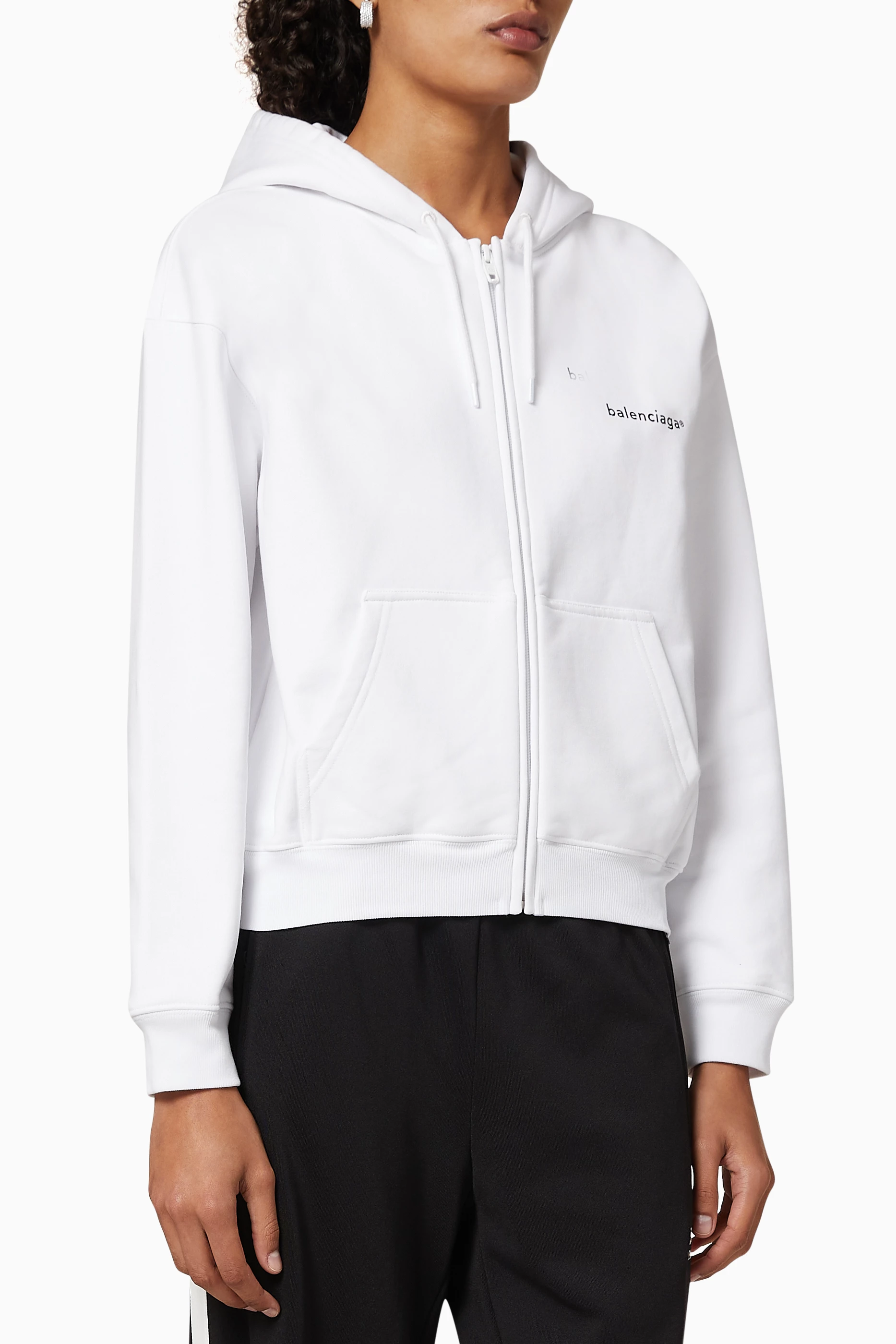 Balenciaga white discount zip up hoodie
