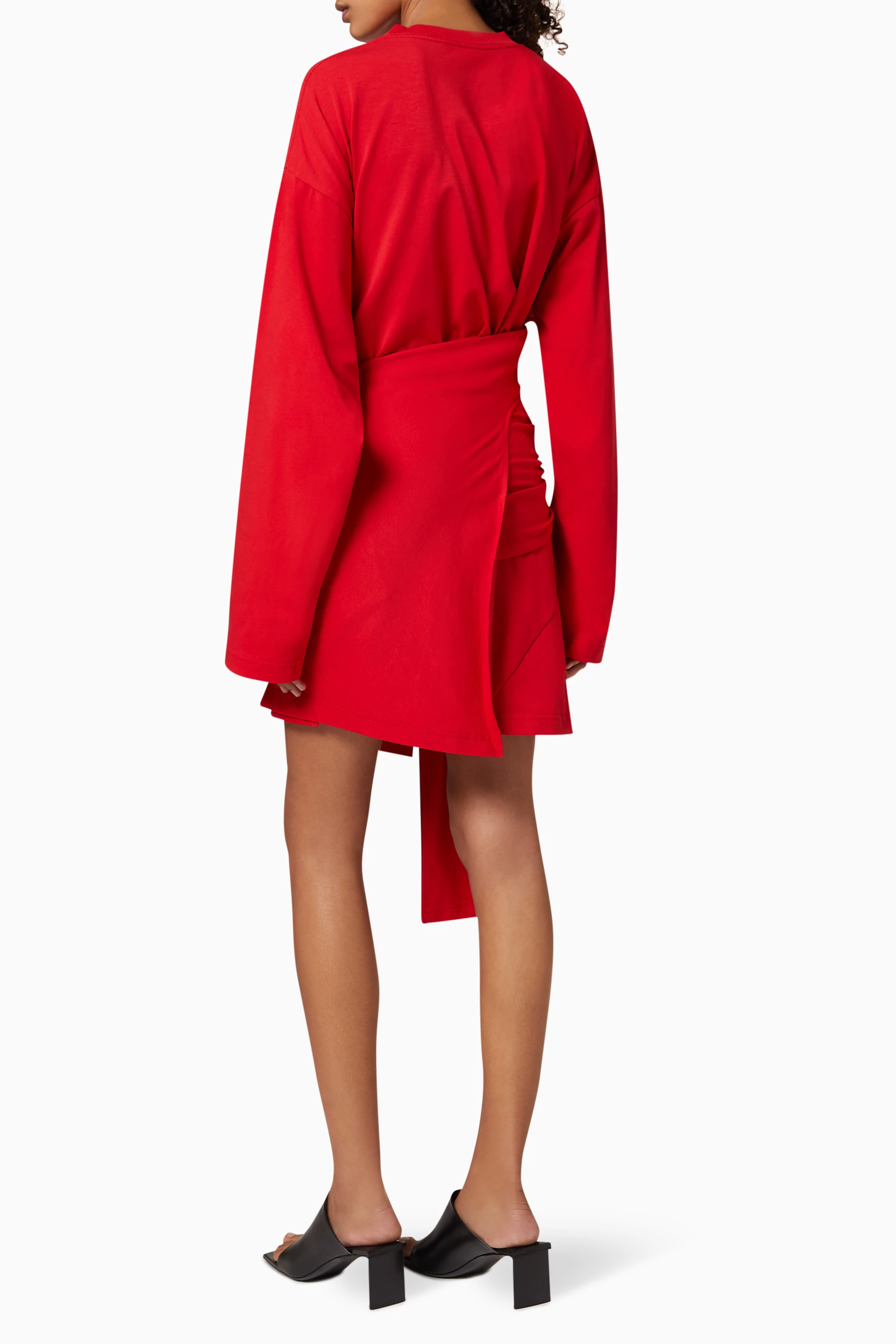 Tab stretch-cotton minidress in red - Balenciaga