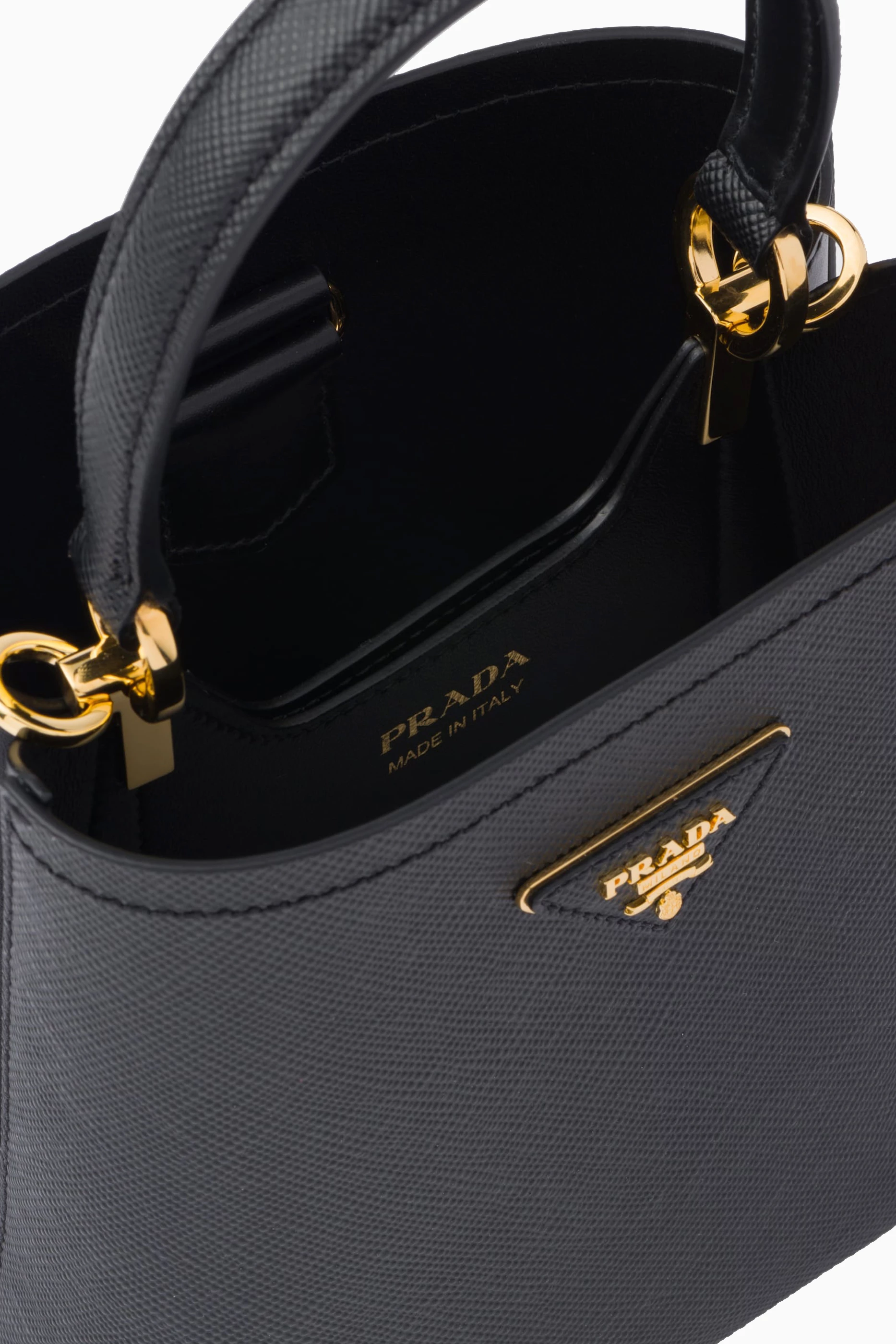 Buy Prada Black Small Prada Panier Bag in Saffiano Leather for