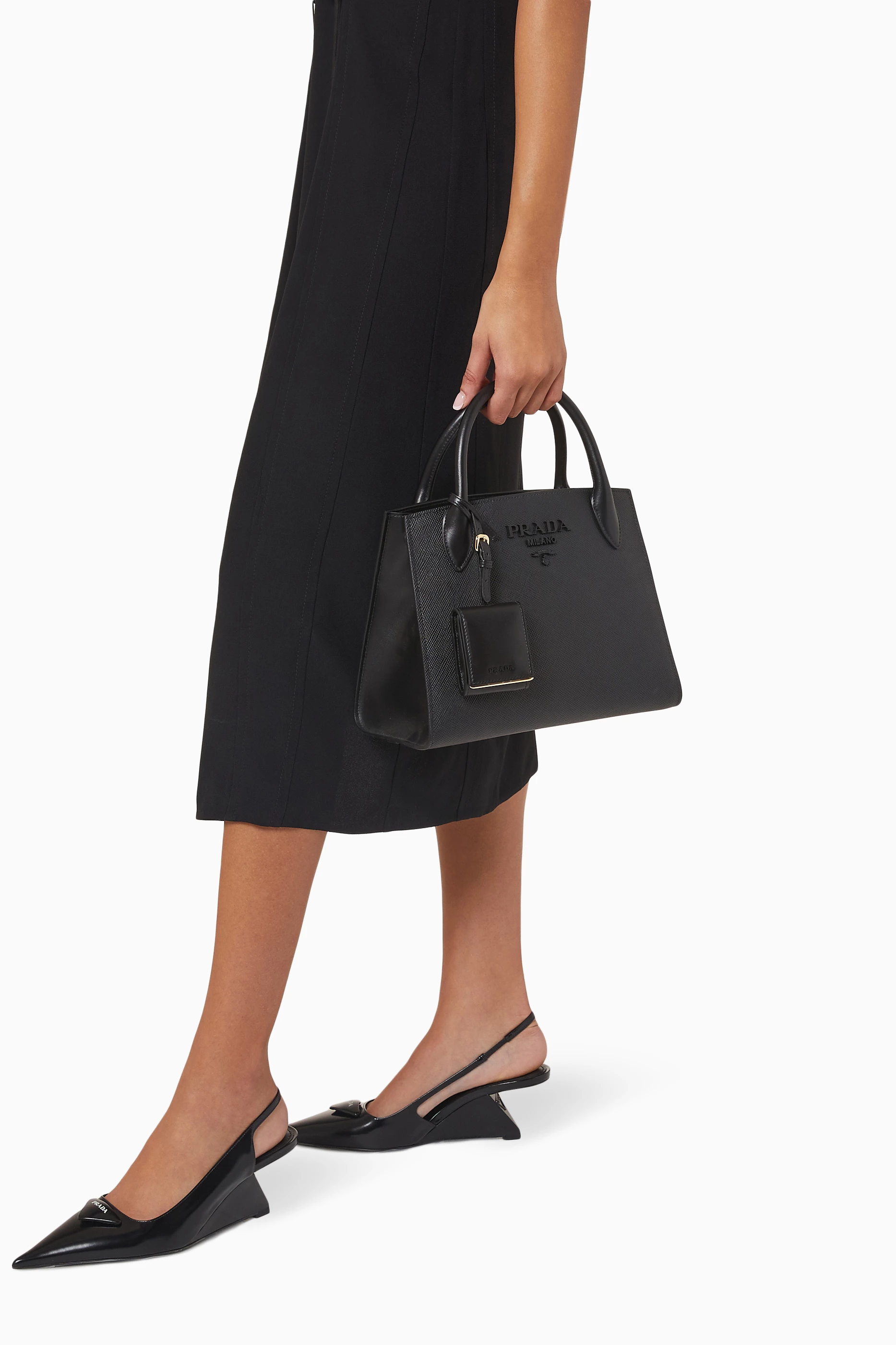 Monochrome leather handbag Prada Black in Leather - 25684941