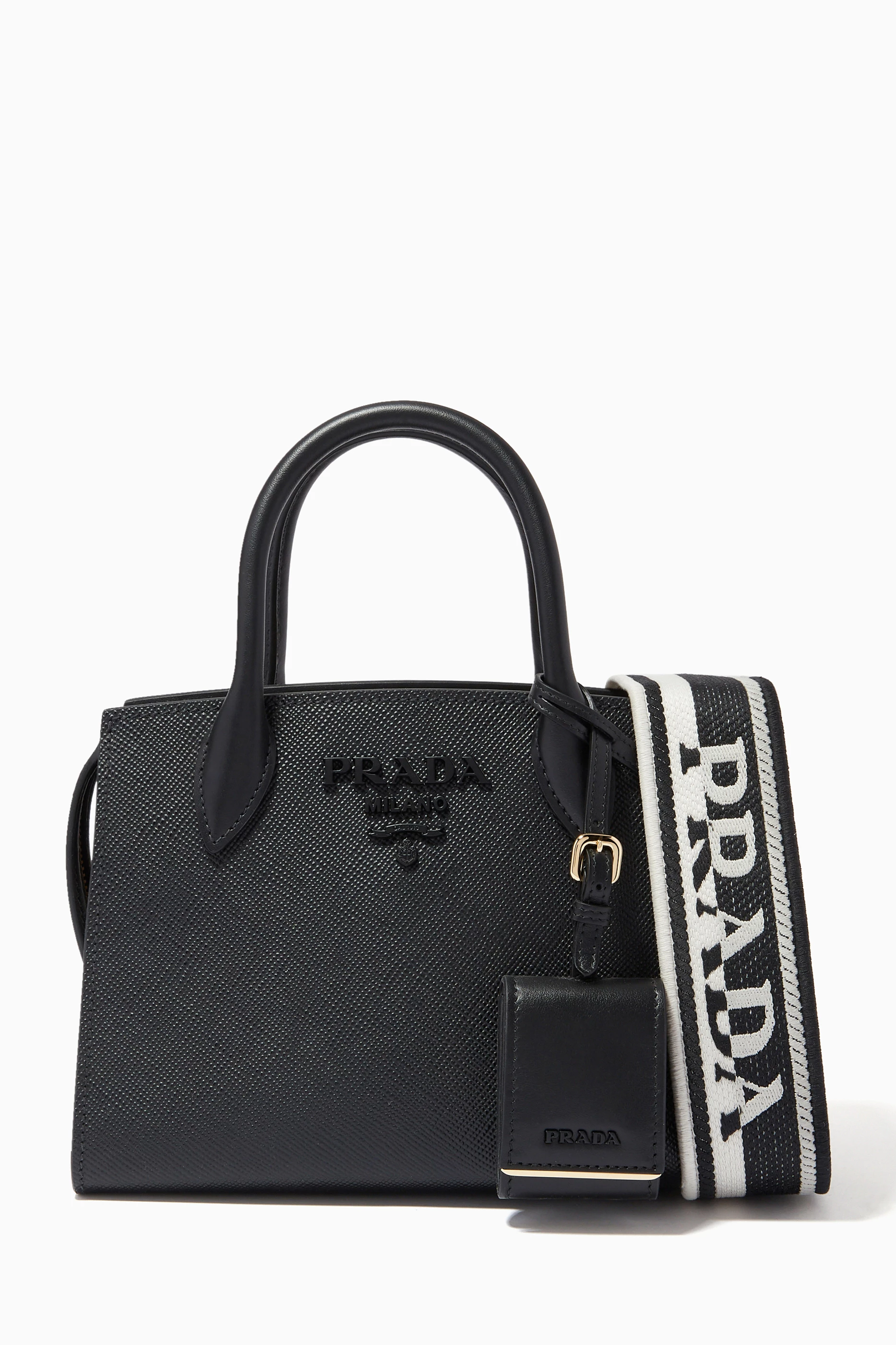 Prada monochrome top leather tote